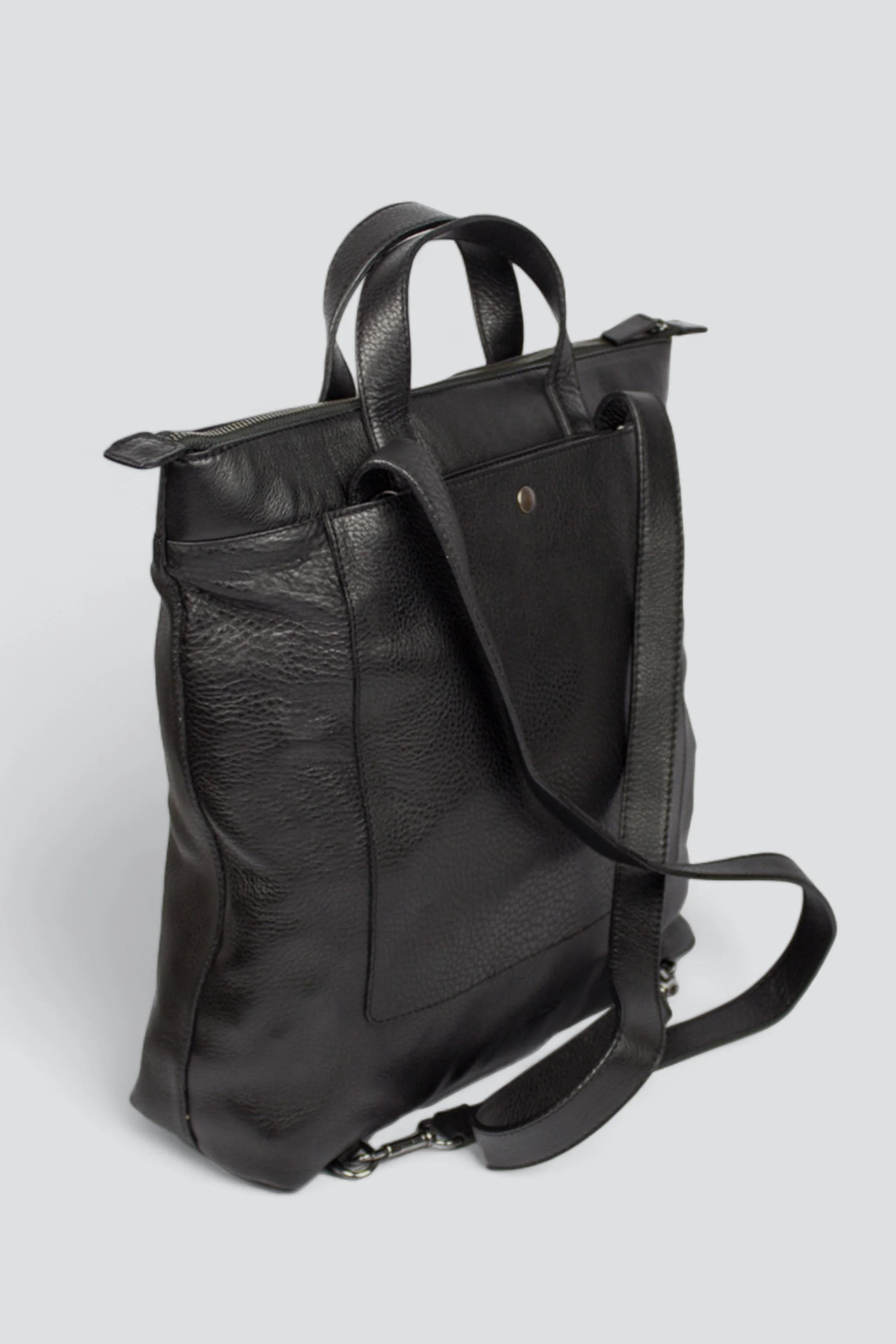 Black Leather Convertible Backpack B1 - Image 5