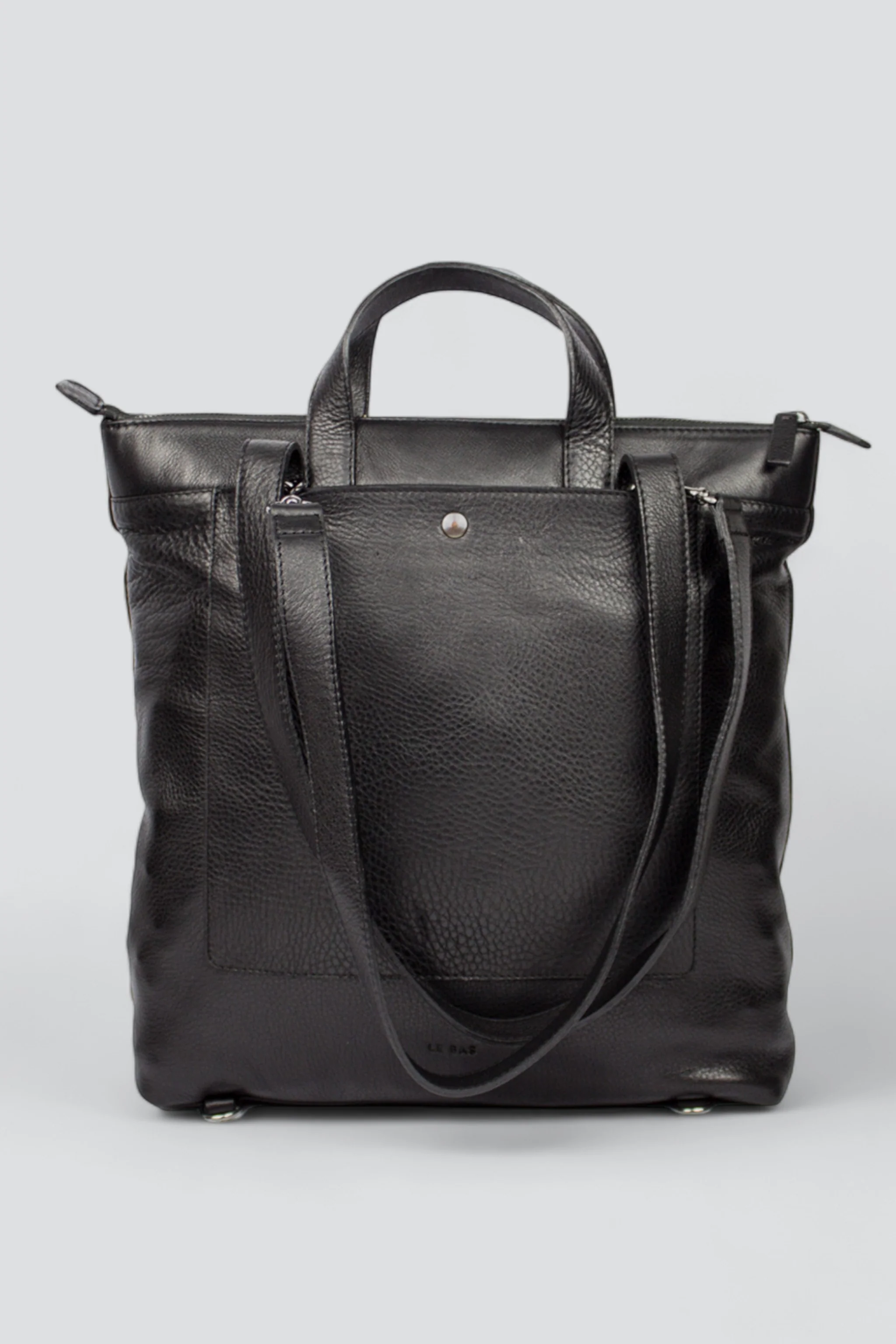 Black Leather Convertible Backpack B1 - Image 6