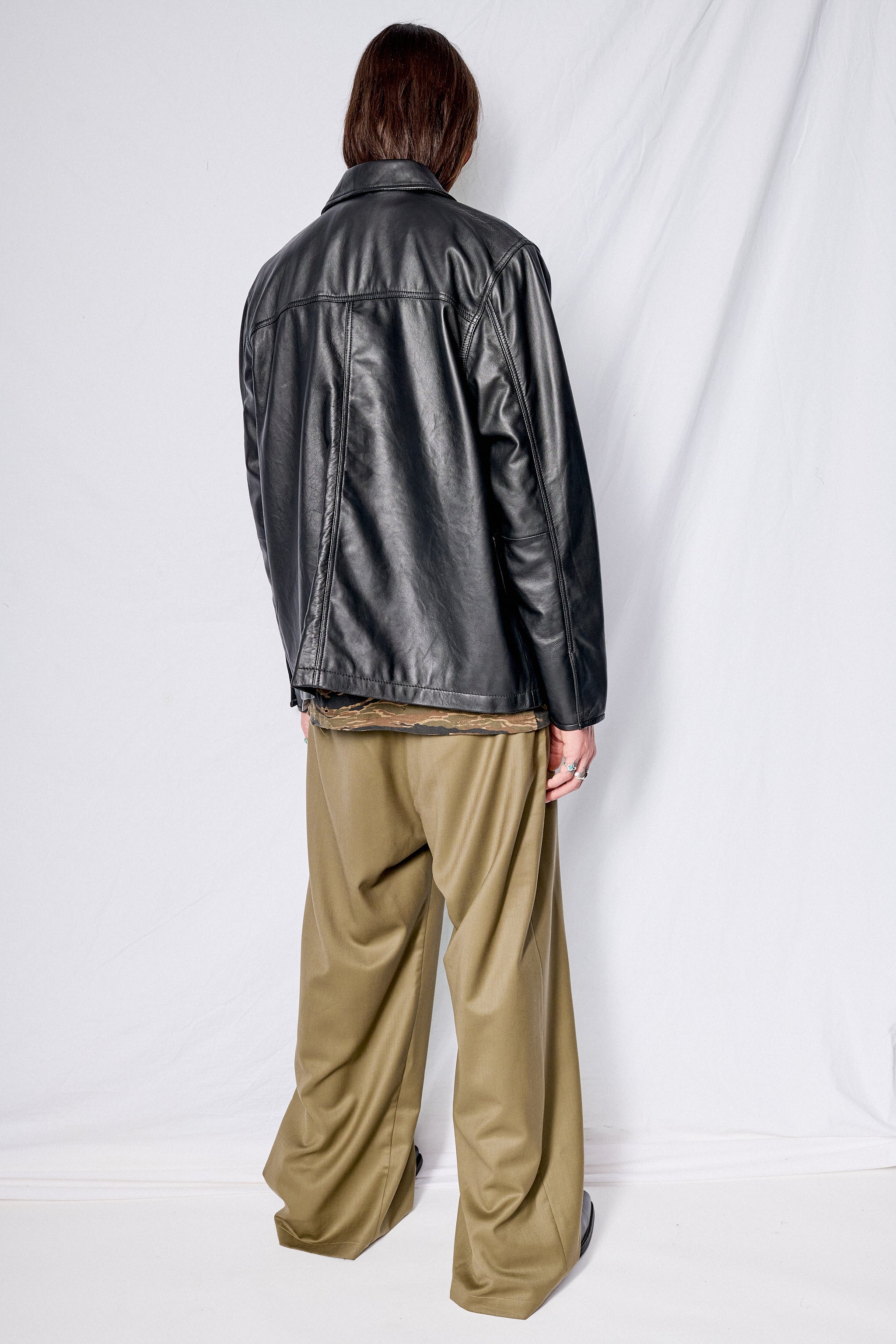 Black Leather Fireman Field Coat - Image 9