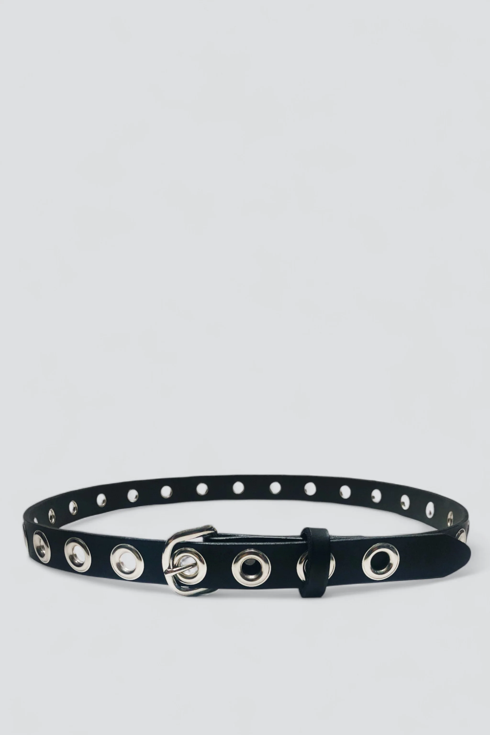 Black Leather Single Eyelet Belt