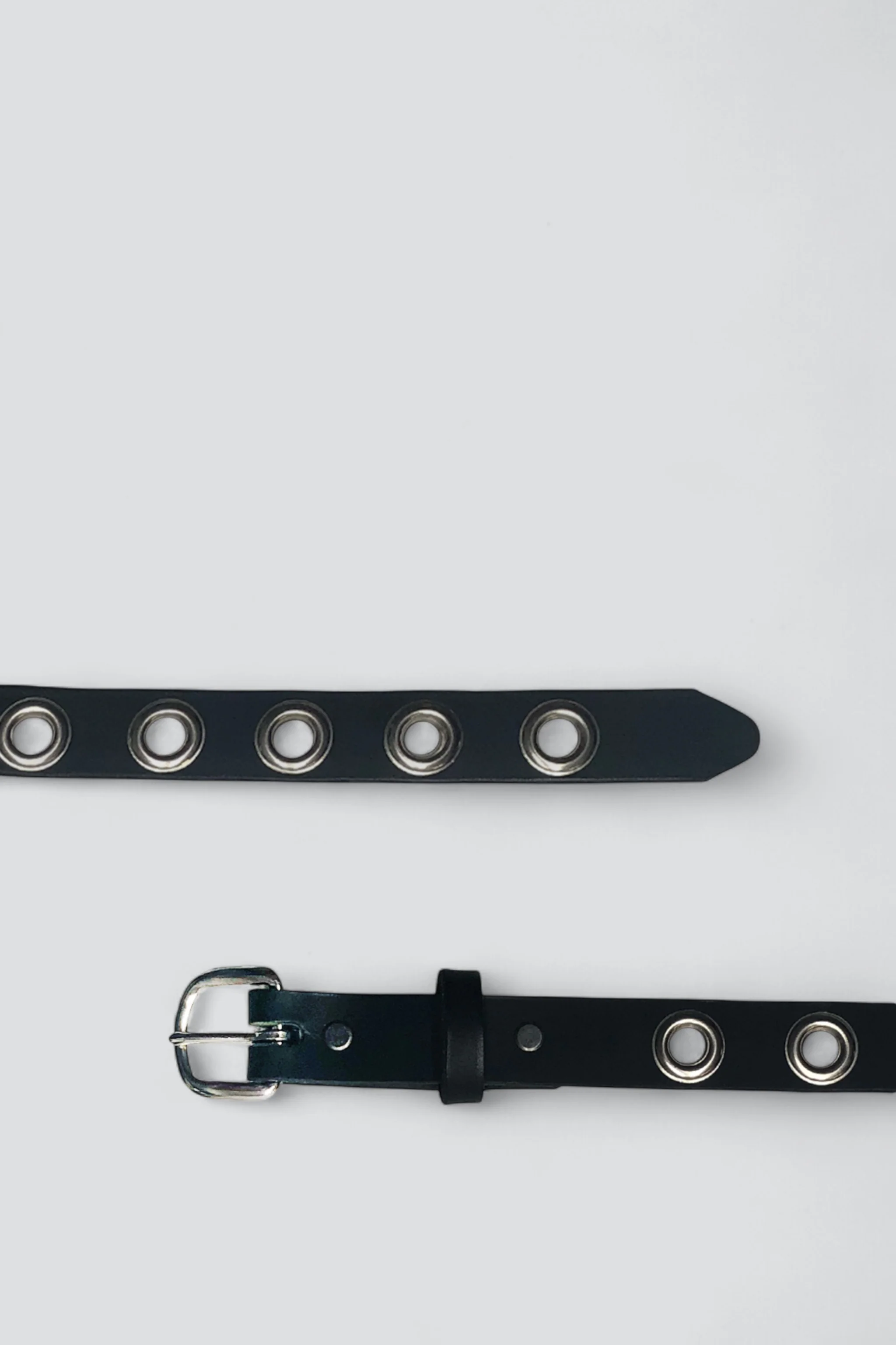 Black Leather Single Eyelet Belt - Image 2