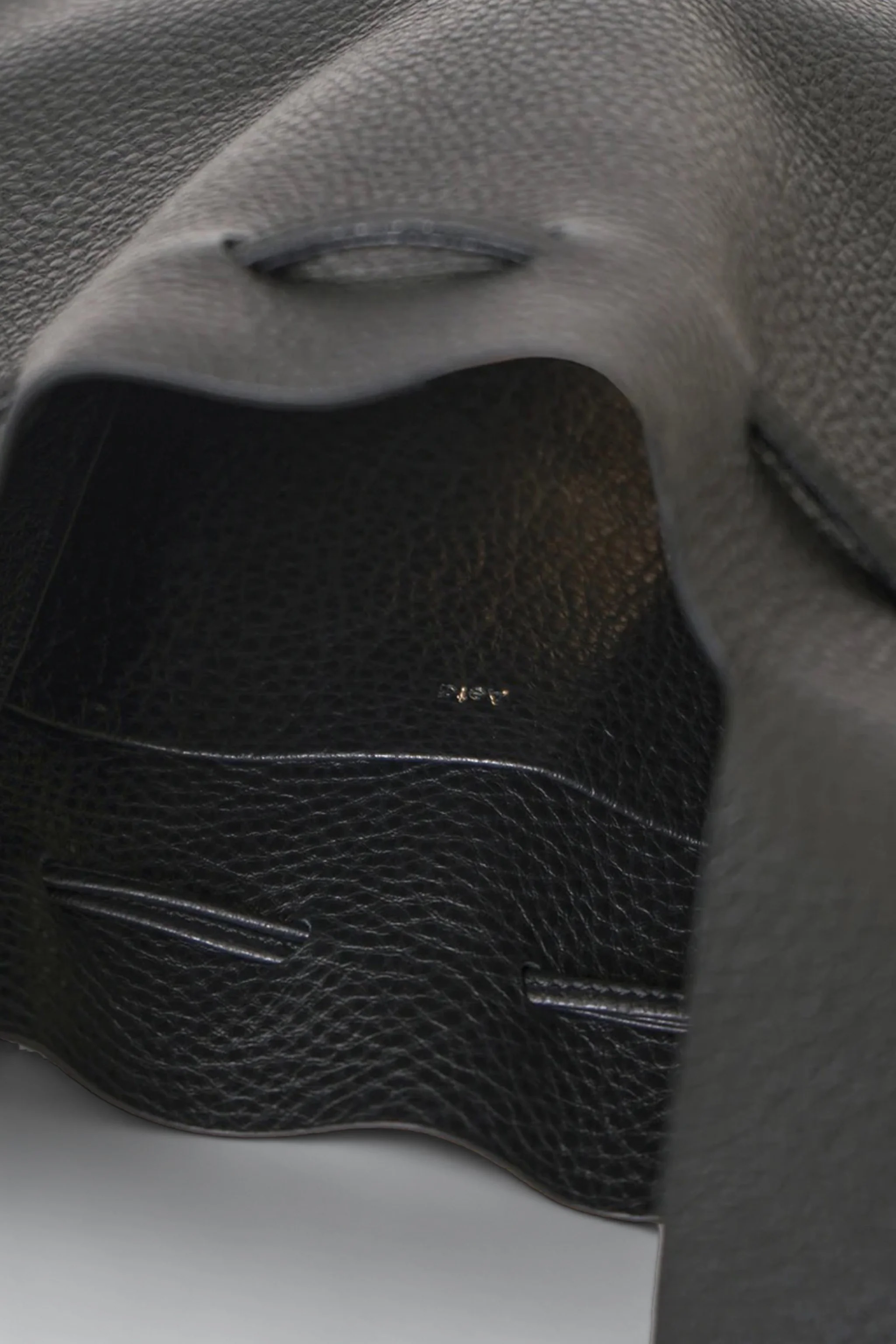 Black Leather Drawstring S Tote - Image 3