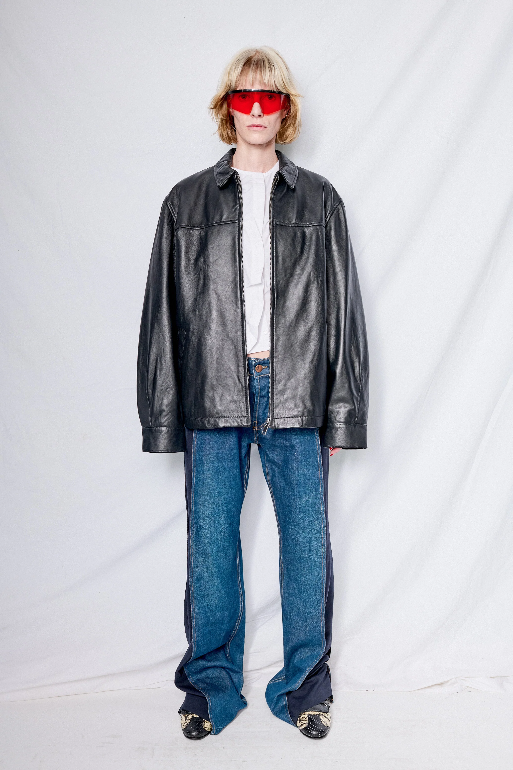 Black Leather Zip Jacket - Image 5