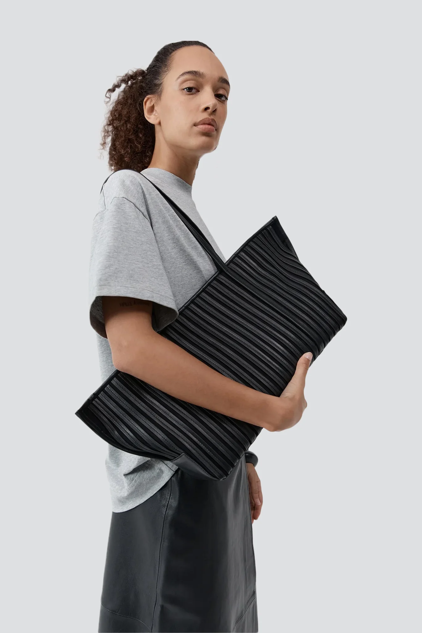 Black Linea Stitch Bateau Tote - Image 2