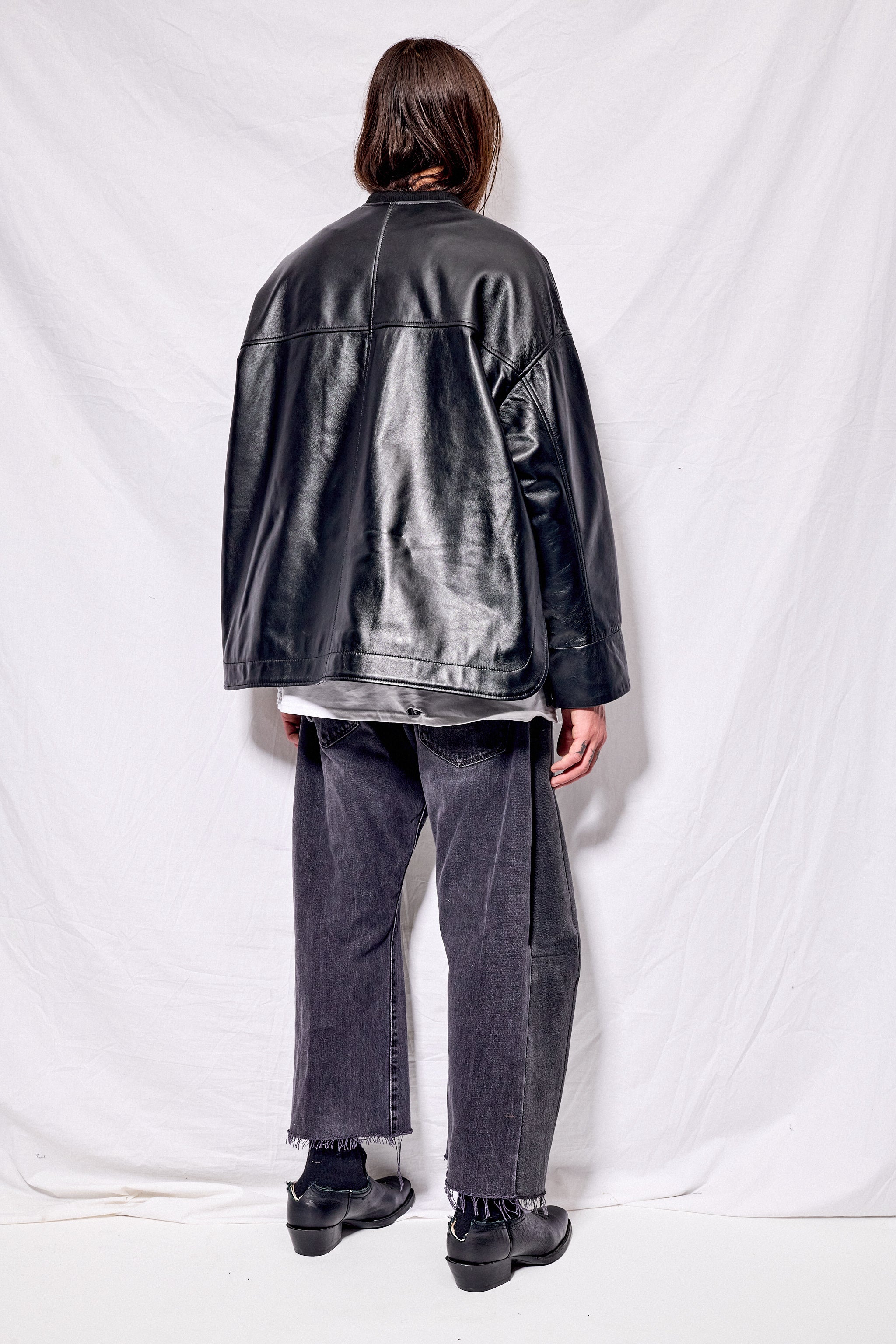 Black Nappa Leather Parka Jacket - Image 6