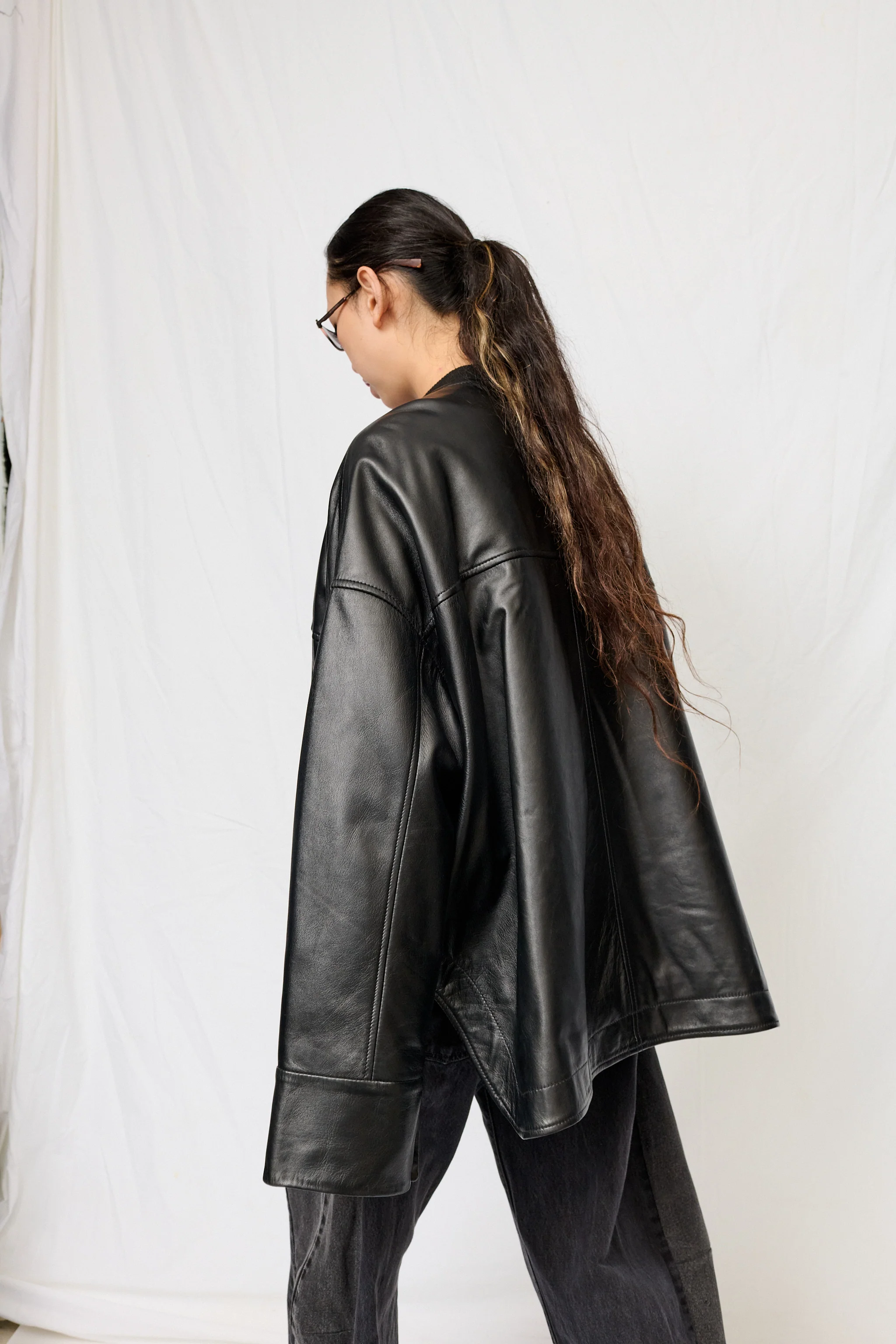Black Nappa Leather Parka Jacket - Image 8