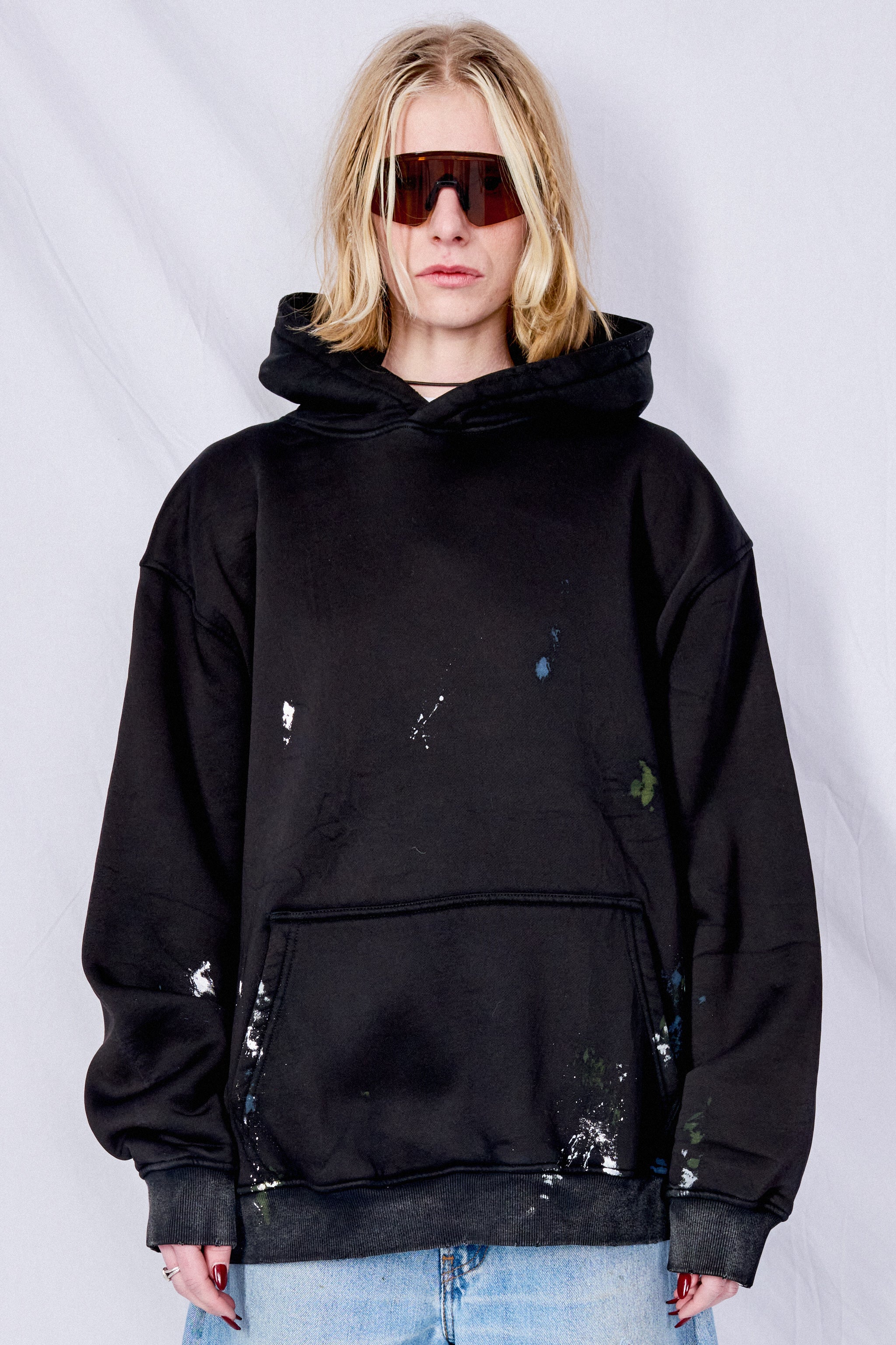Black Painted Hoodie - Image 3
