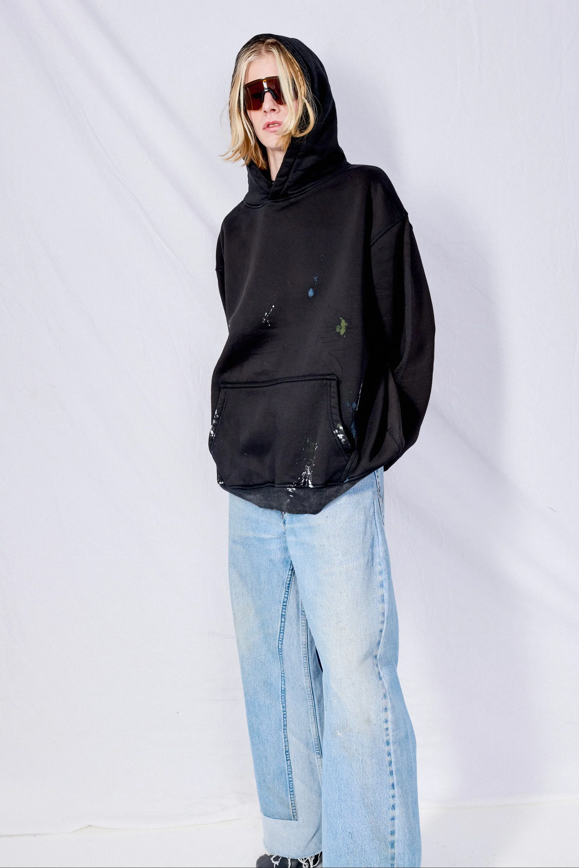 Black Painted Hoodie - Image 6