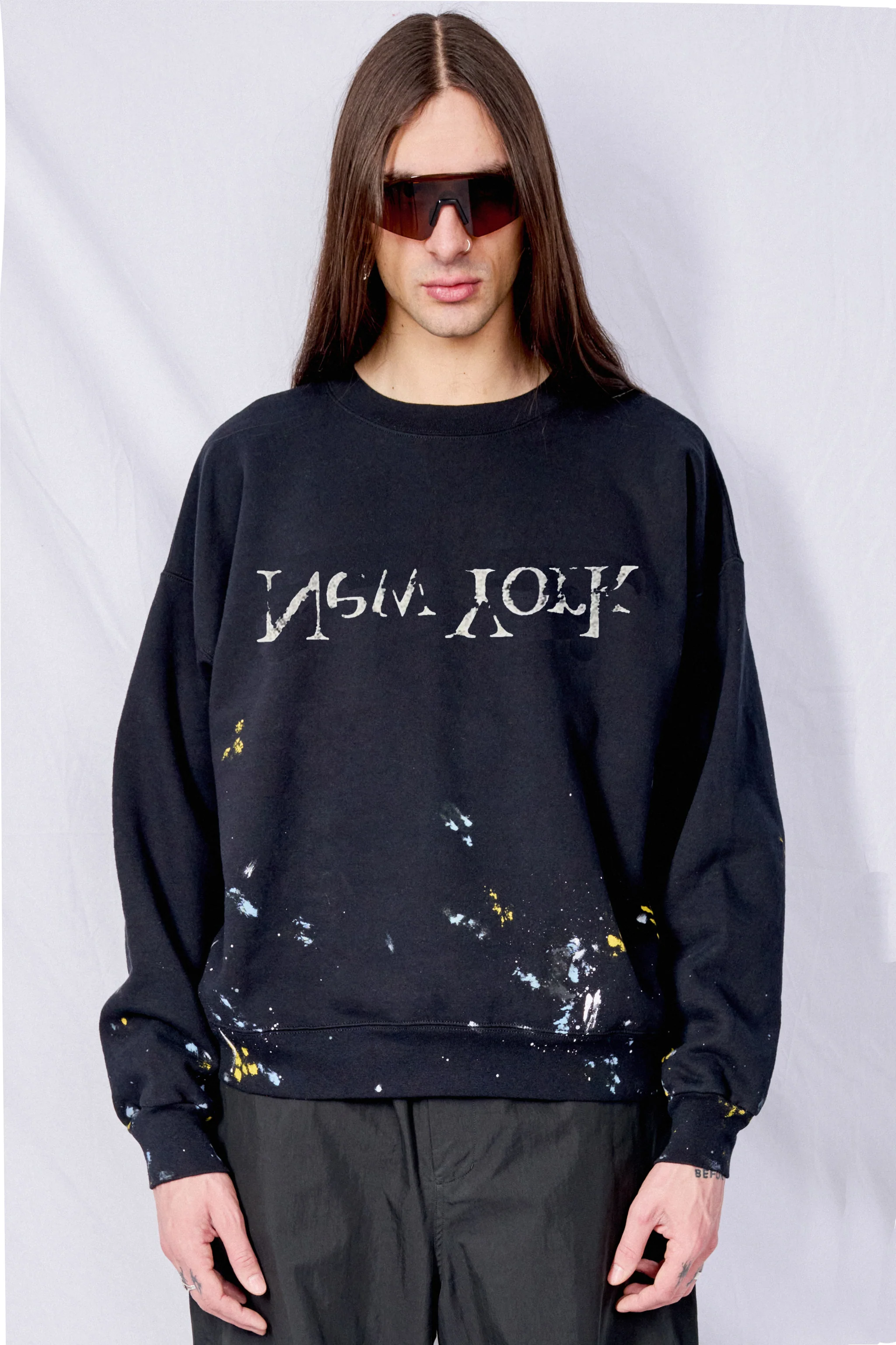 Black Painted New York Logo Sweatshirt - Image 2