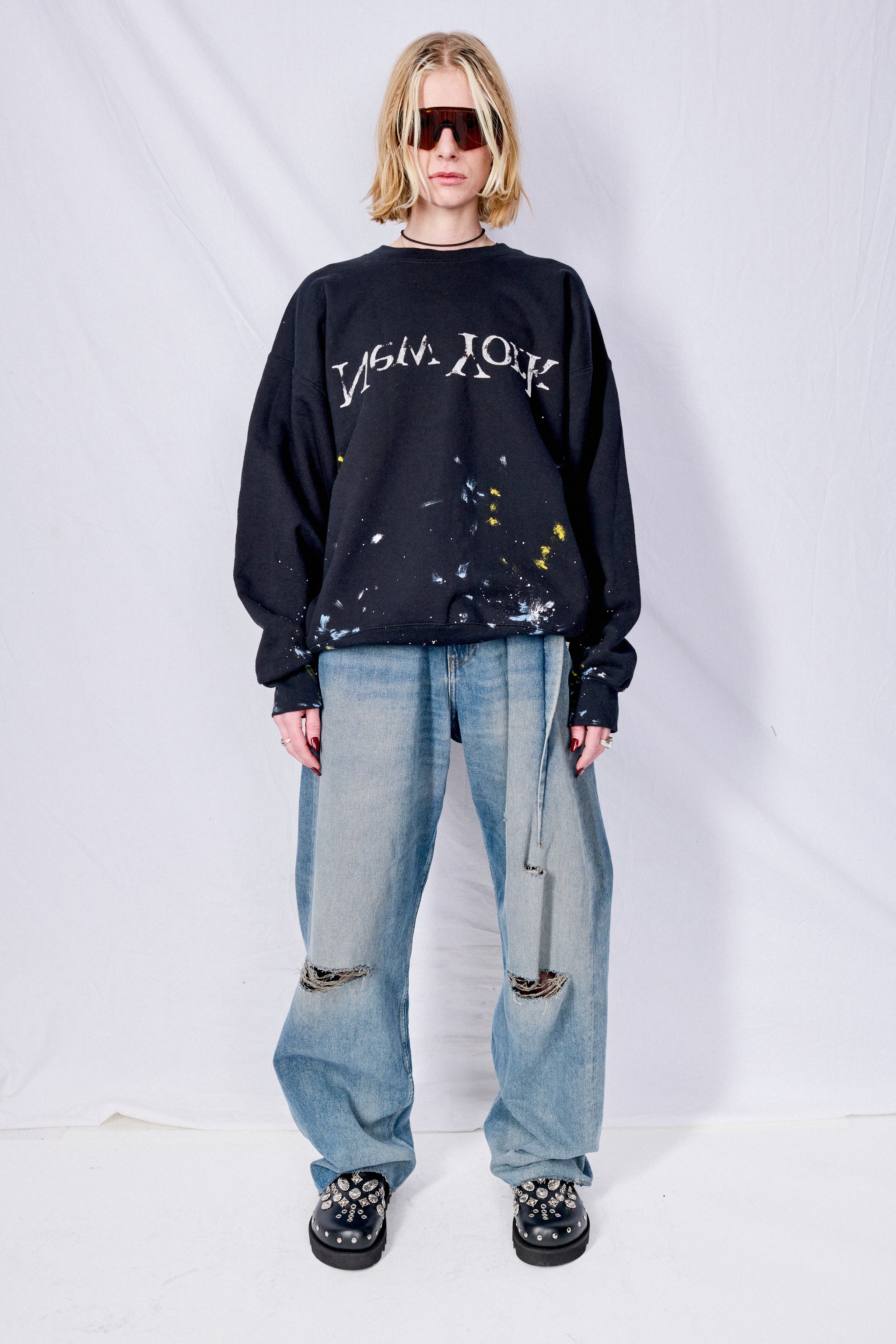 Black Painted New York Logo Sweatshirt - Image 5