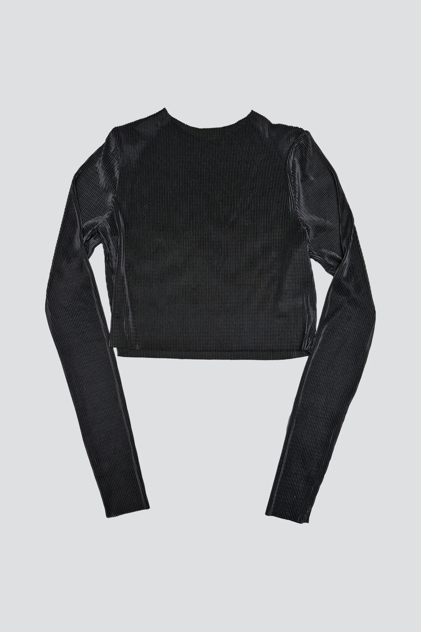 Black Plisse Crop Long Sleeve Top - Image 8