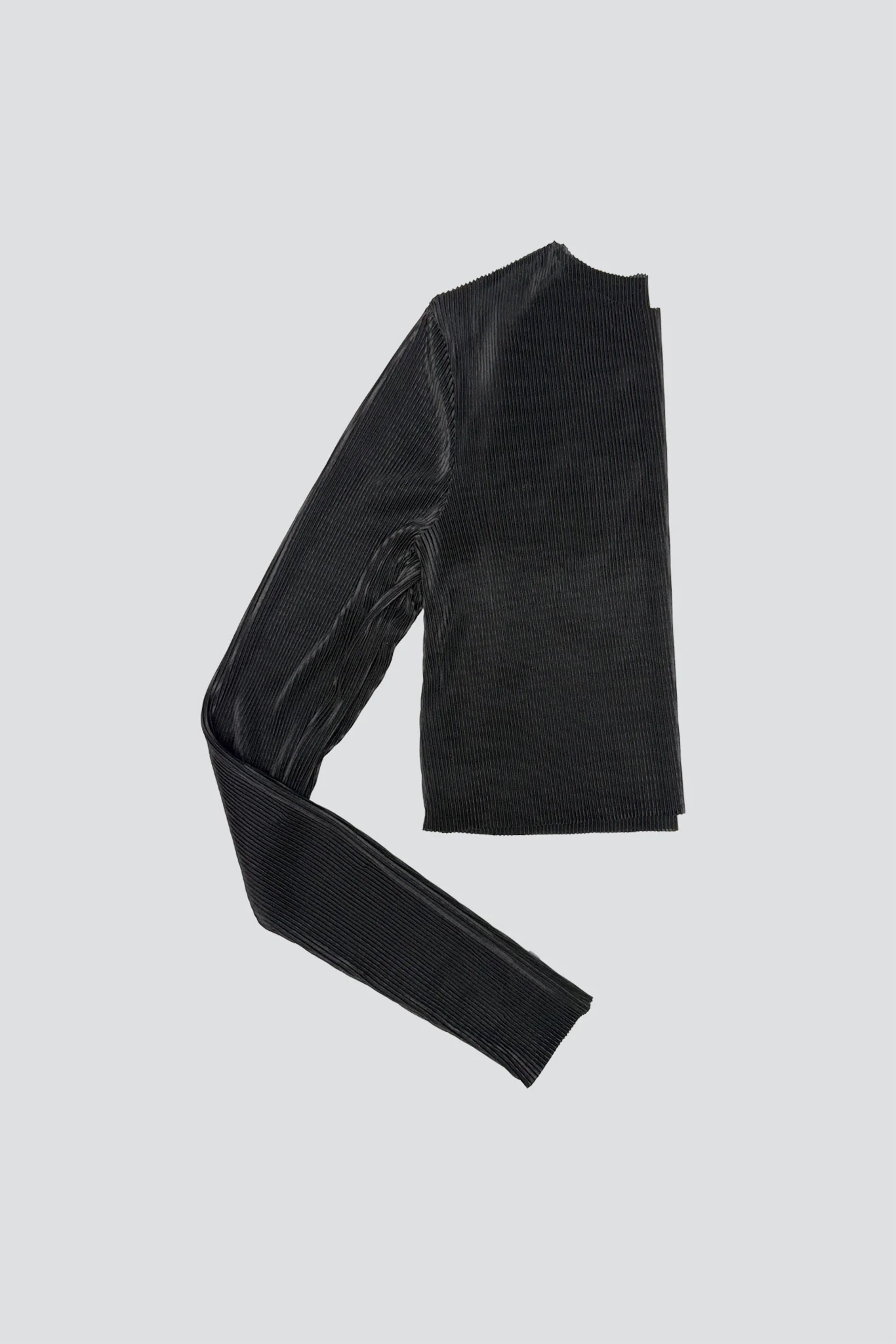 Black Plisse Crop Long Sleeve Top - Image 9