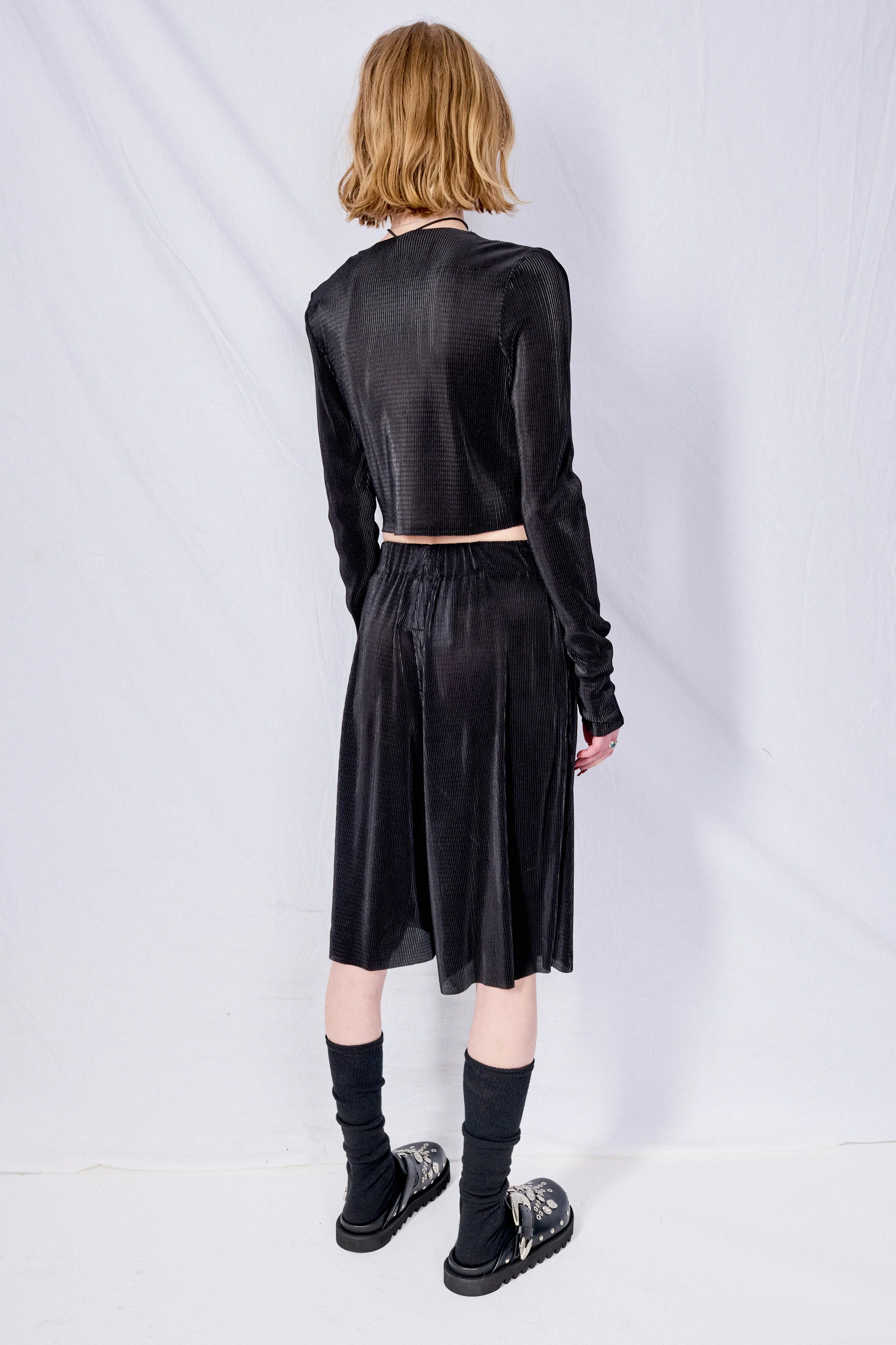 Black Plisse Long Short - Image 6