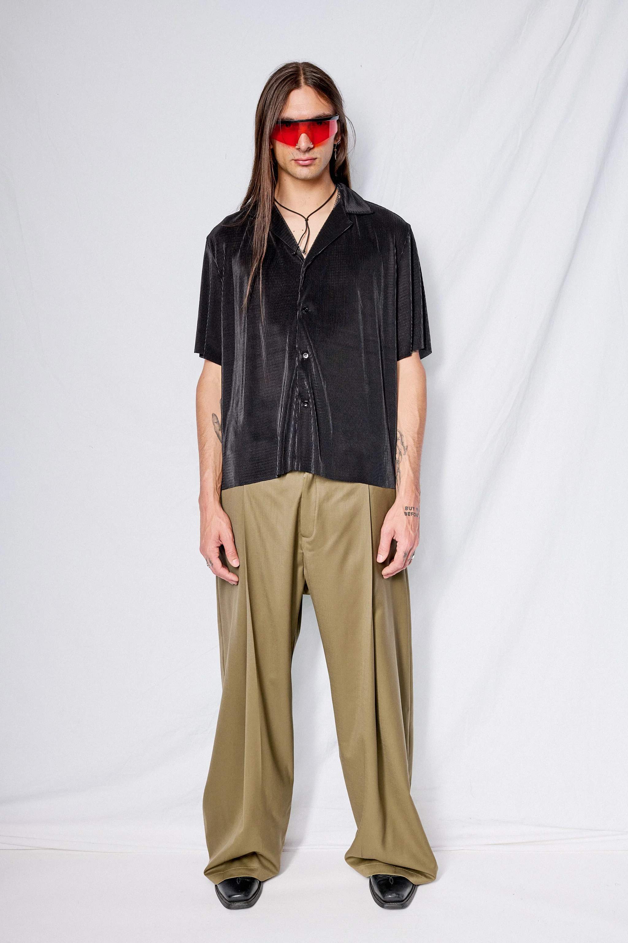 Black Plisse Scout Shirt - Image 3