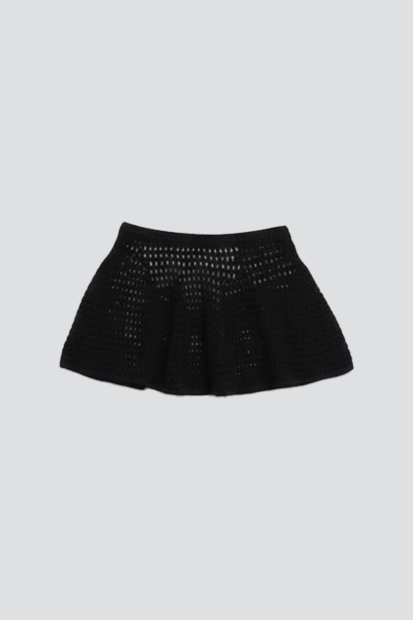 Black Pointelle Flare Skirt