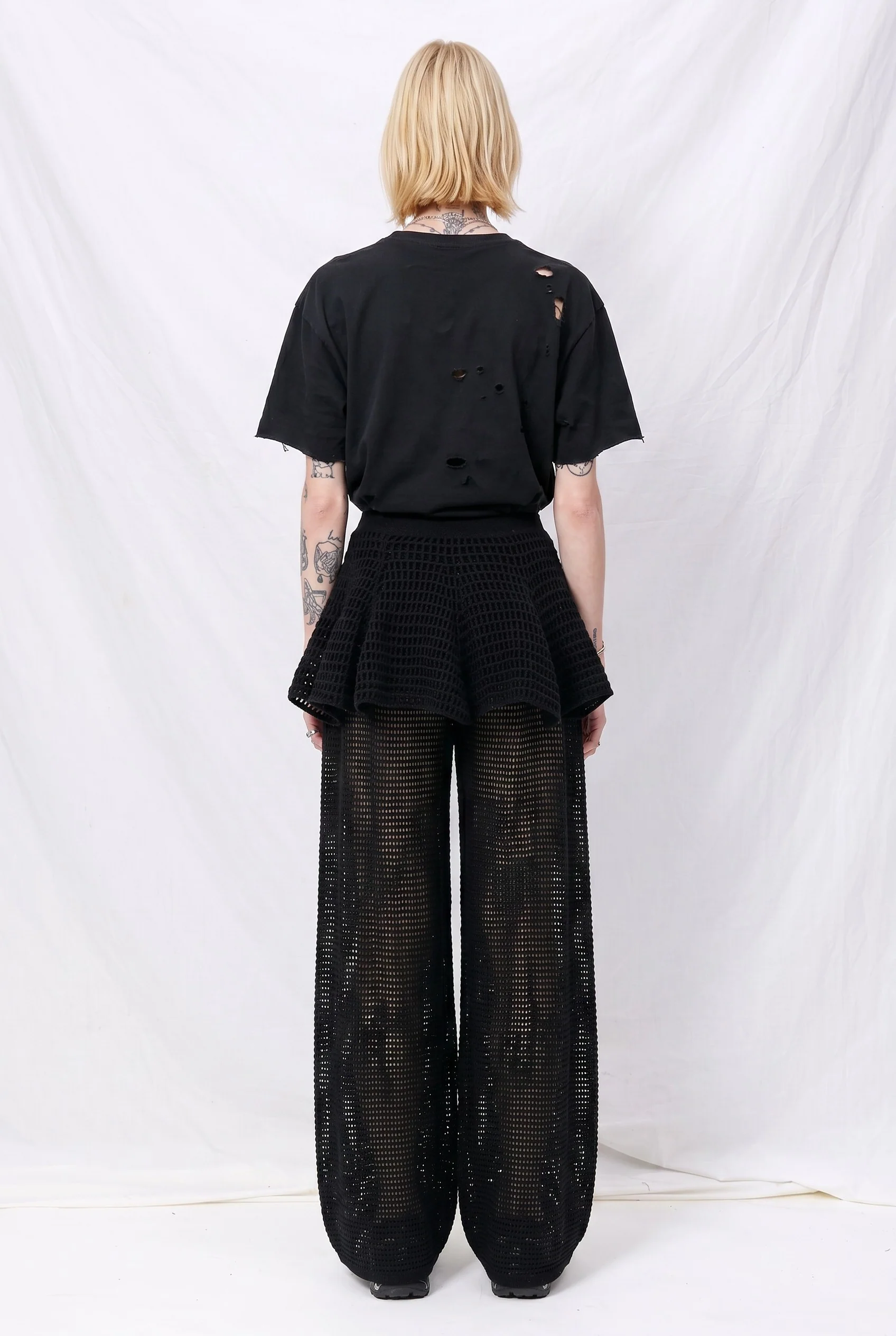 Black Pointelle Flare Skirt - Image 4