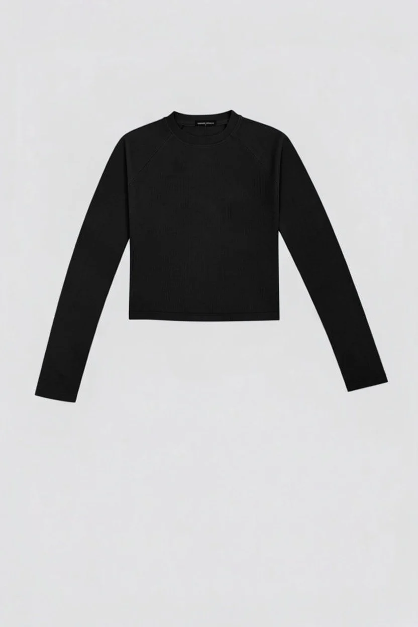 Black Raglan Long Sleeve Slim T-Shirt - Image 2