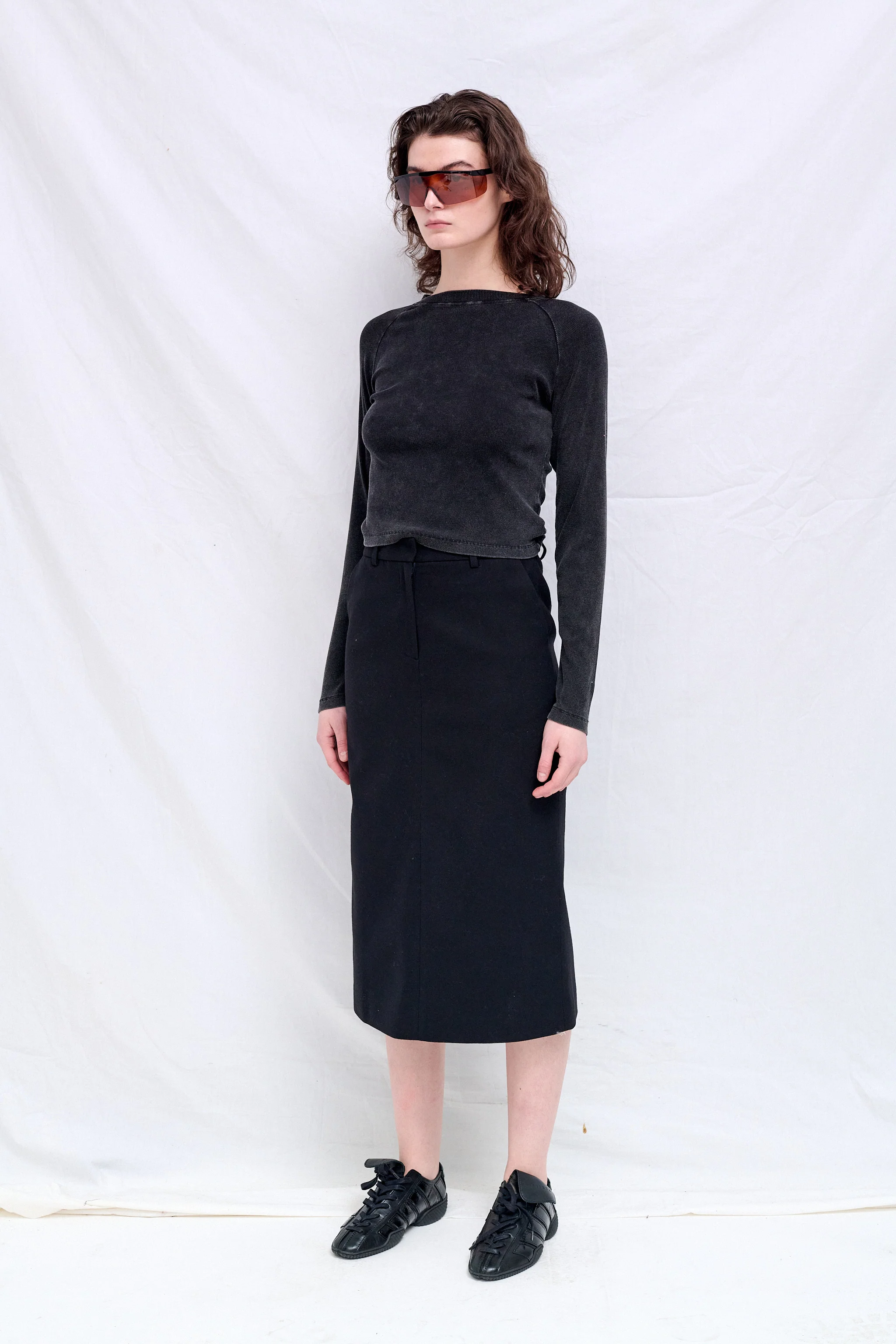 Black Raglan Long Sleeve Slim T-Shirt - Image 3