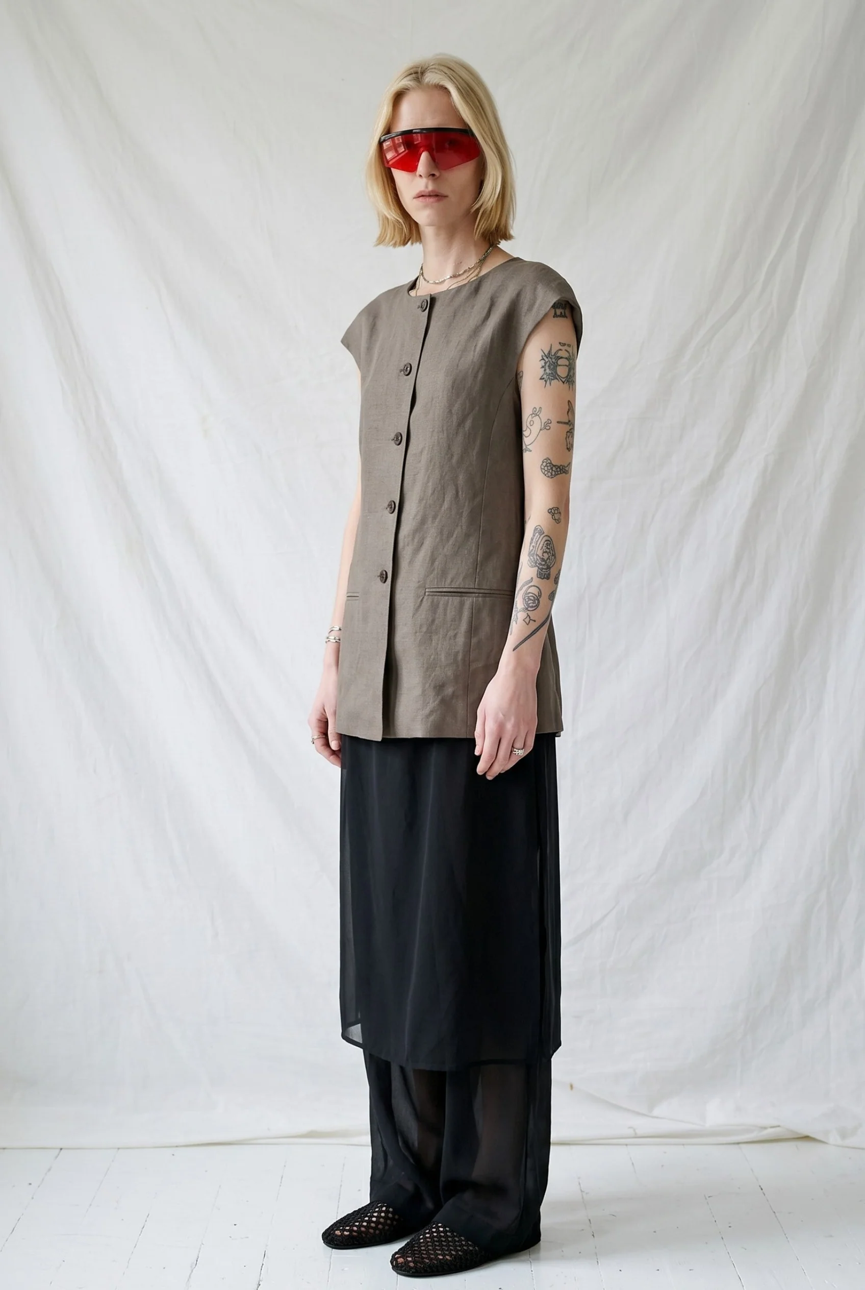 Black Sheer Layered Pants - Image 3