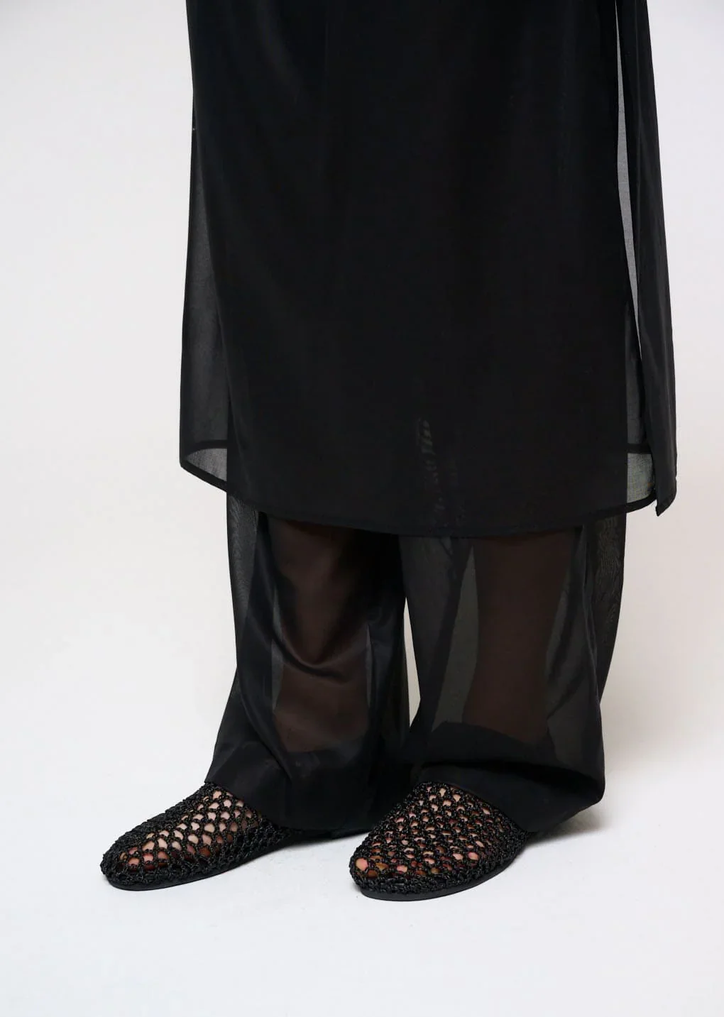 Black Sheer Layered Pants - Image 4