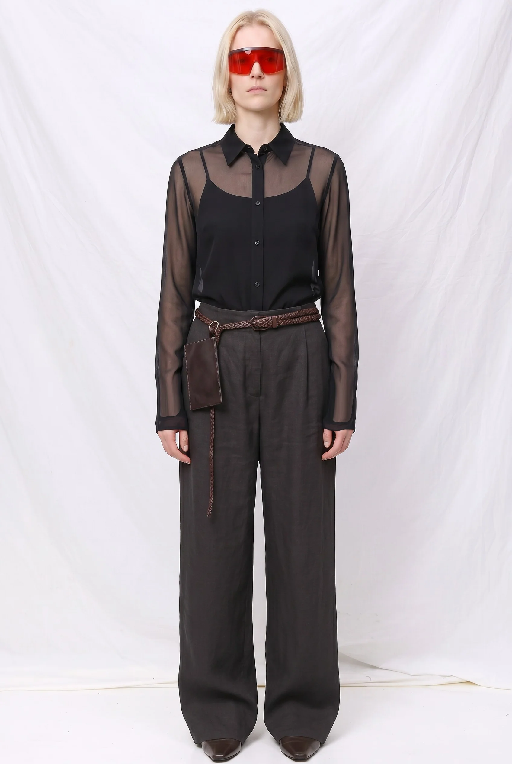 Black Sheer Slim Shirt - Image 2