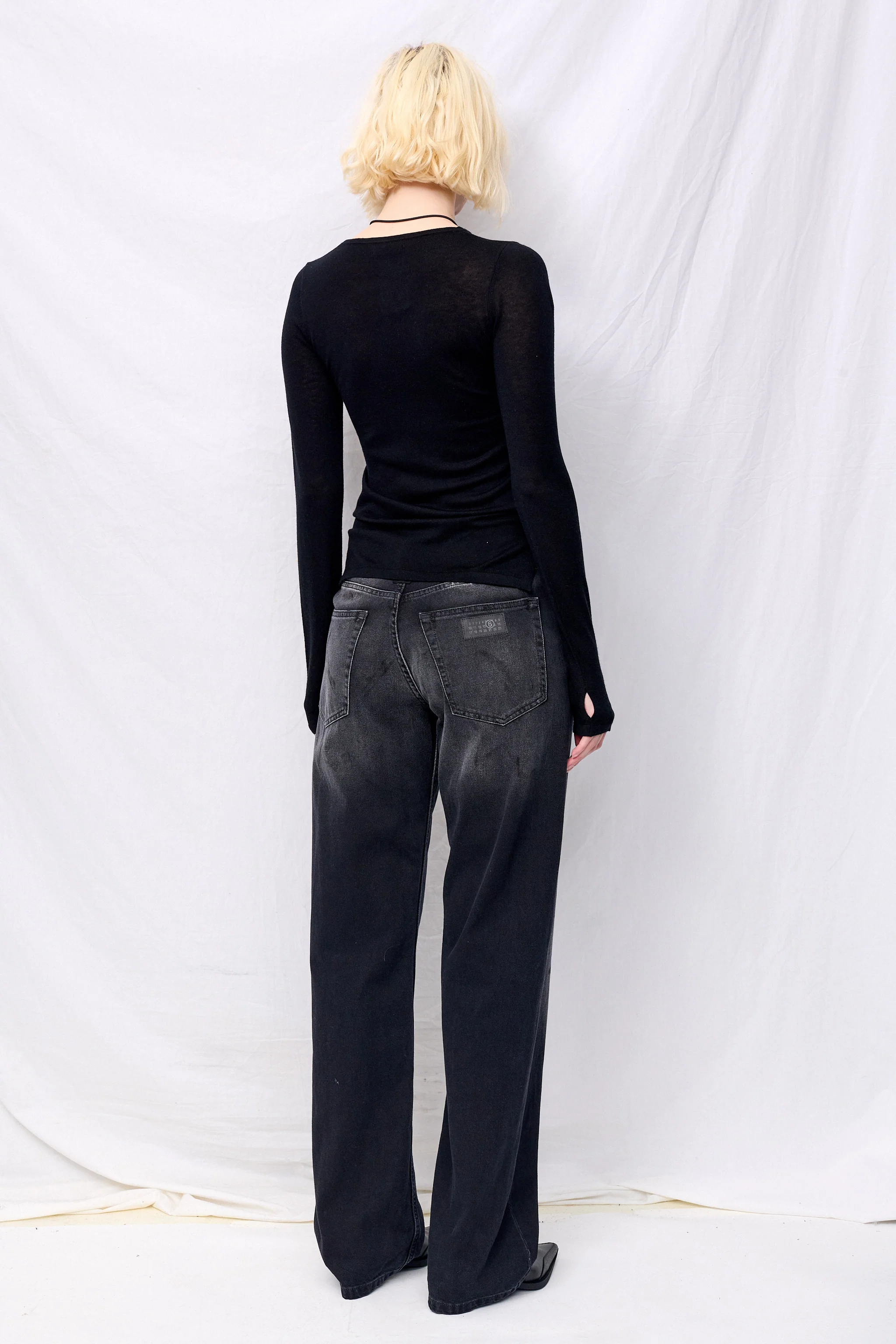 Black Silk Cashmere Long Sleeve Top - Image 5