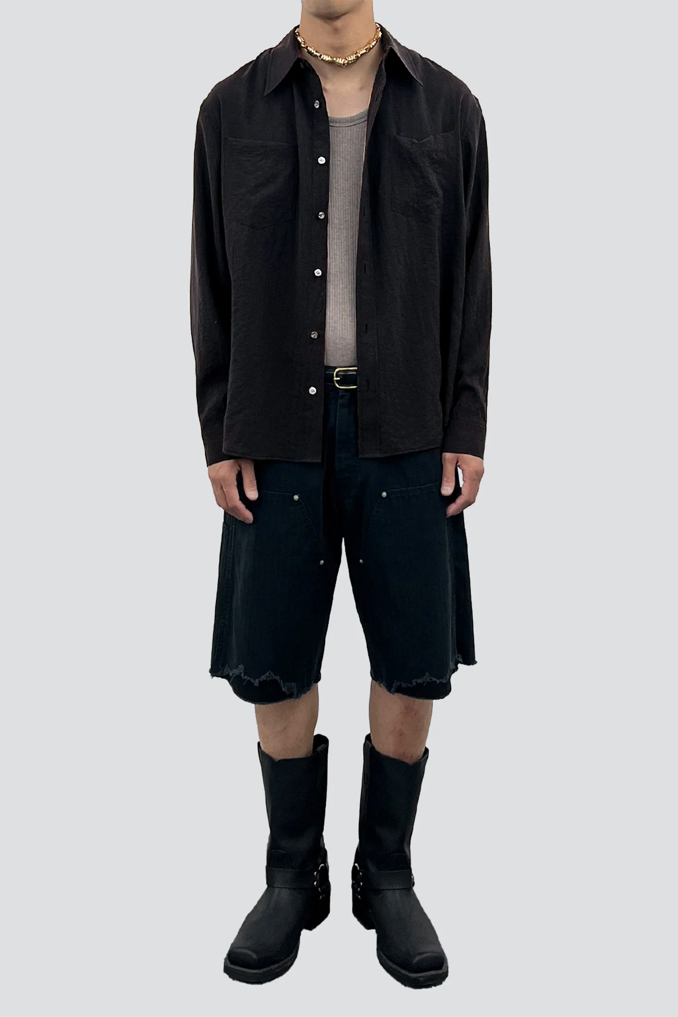 Black Silk Crepe Shirt - Image 3