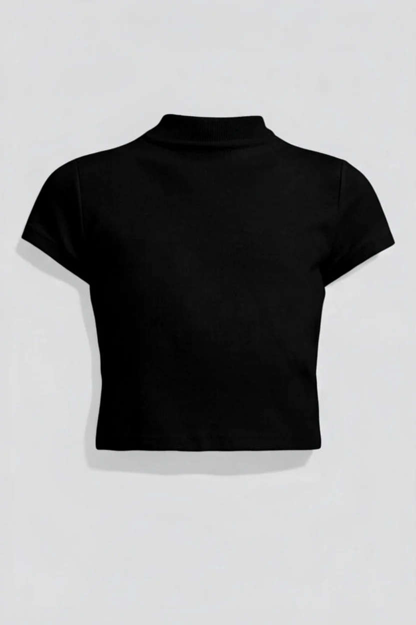 Black Slim Fit Mock Neck T-Shirt - Image 2