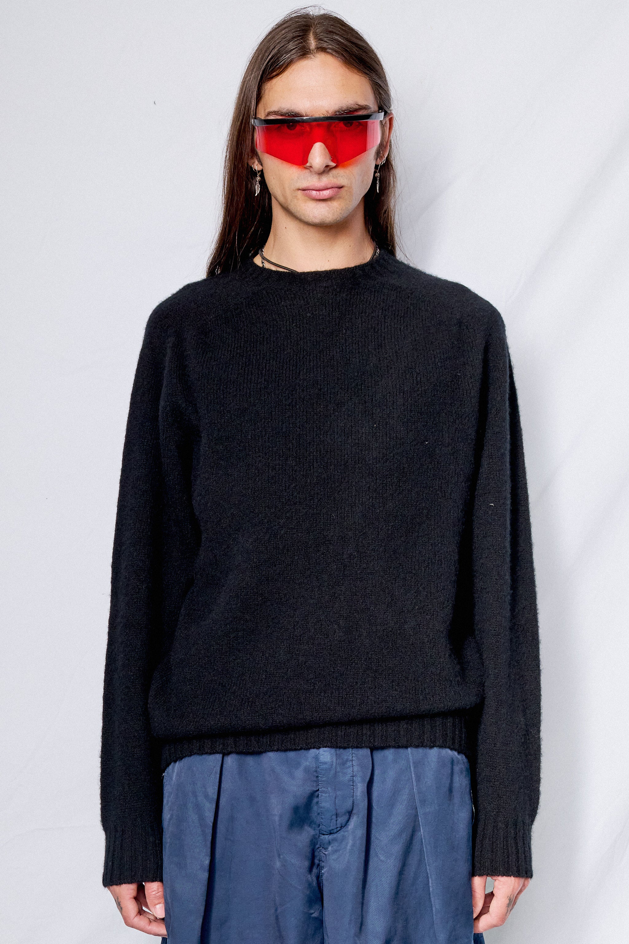 Black Suedehead Crew Neck Knit - Image 2