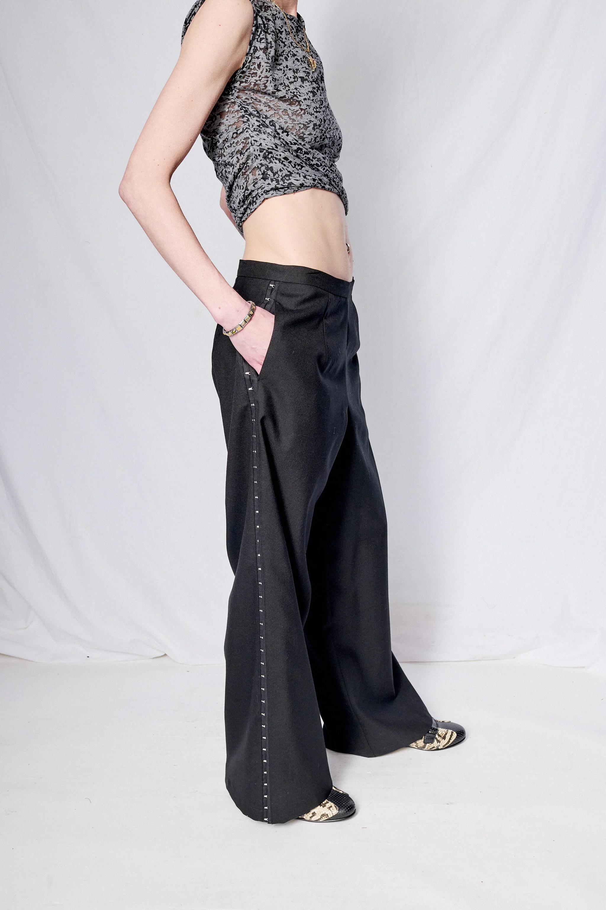Black Suiting Side Hook Clean Pant - Image 4