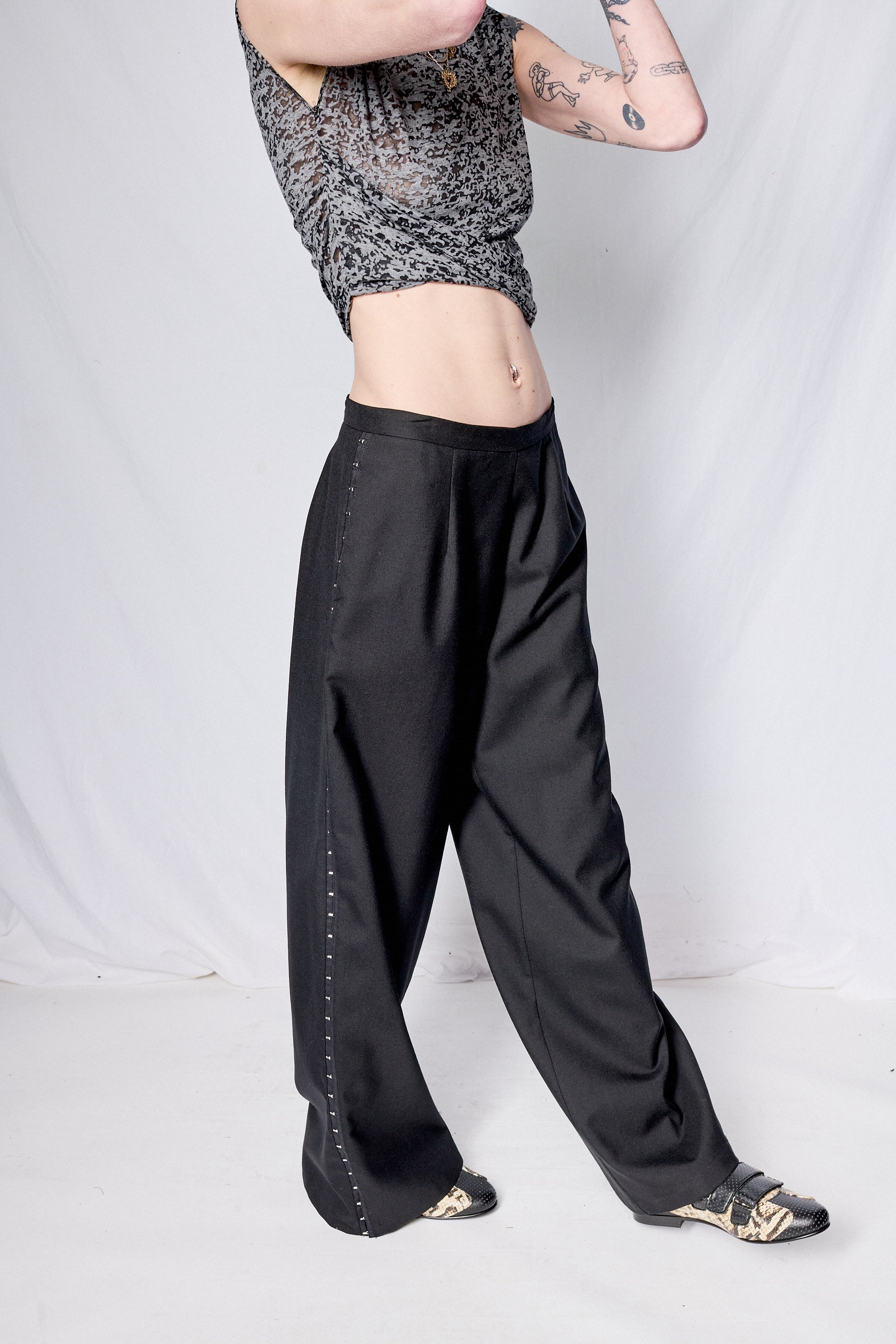 Black Suiting Side Hook Clean Pant - Image 7