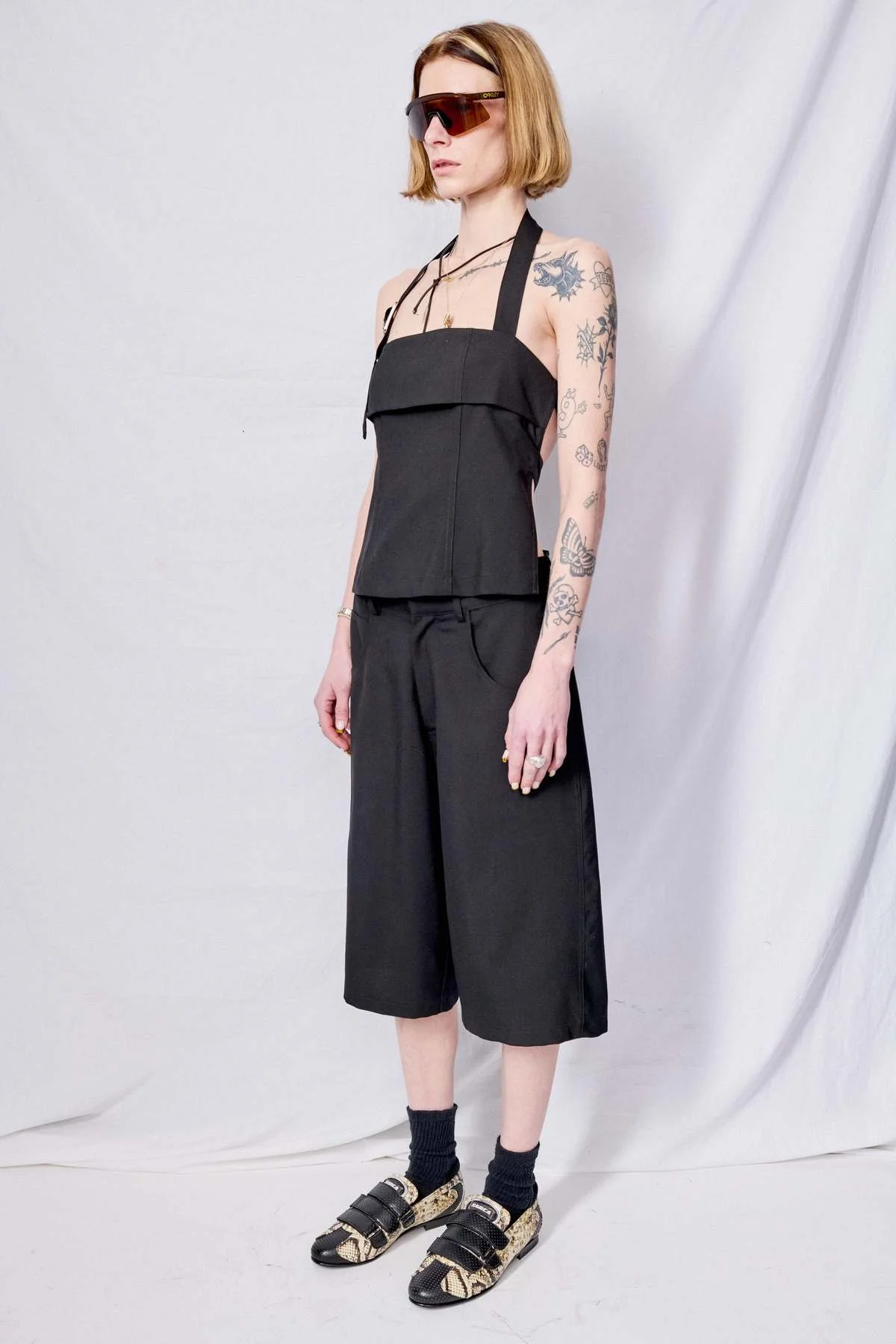 Black Suiting Strap Halter Top - Image 5