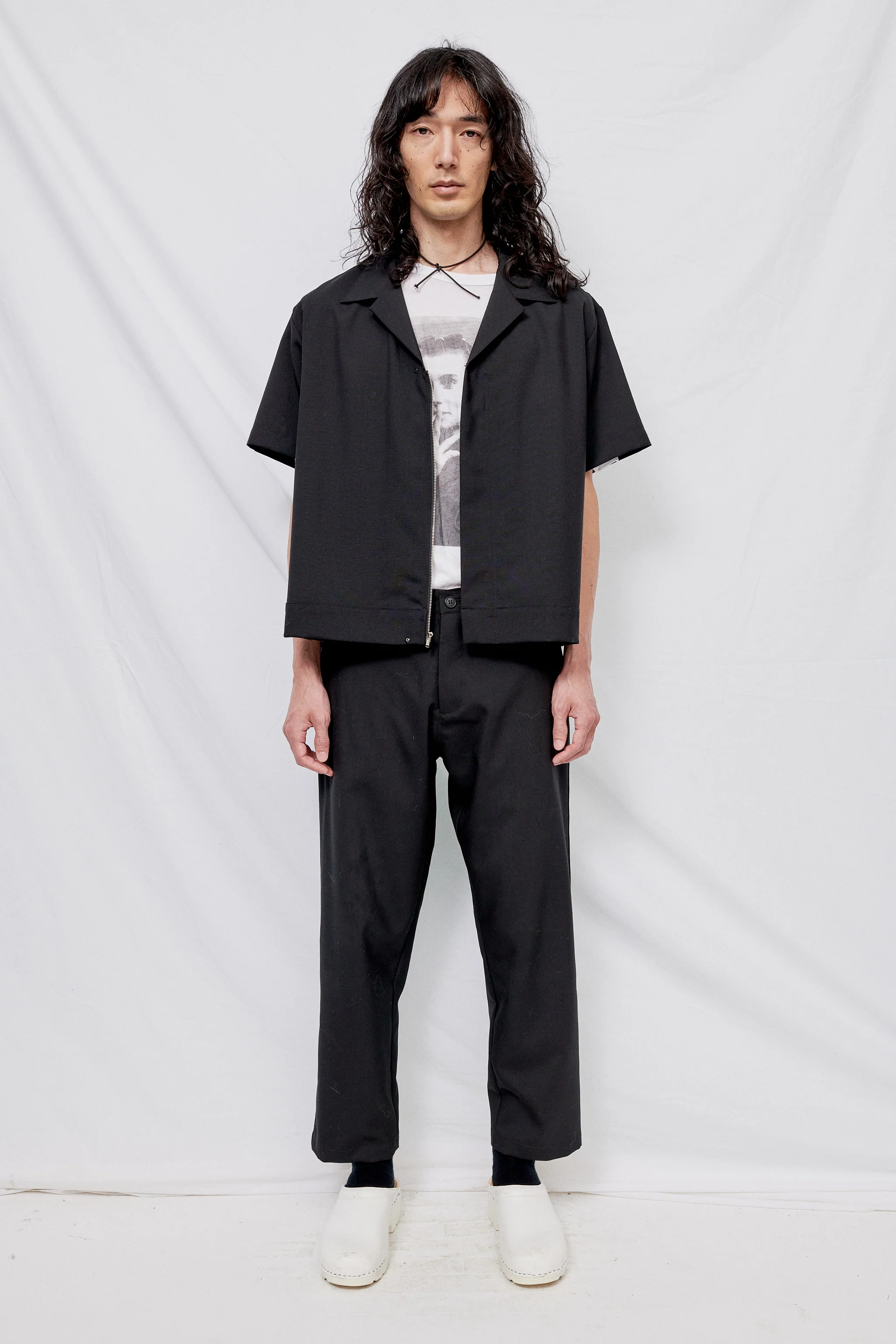 Black Suiting Zip Bowling Shirt - Image 4
