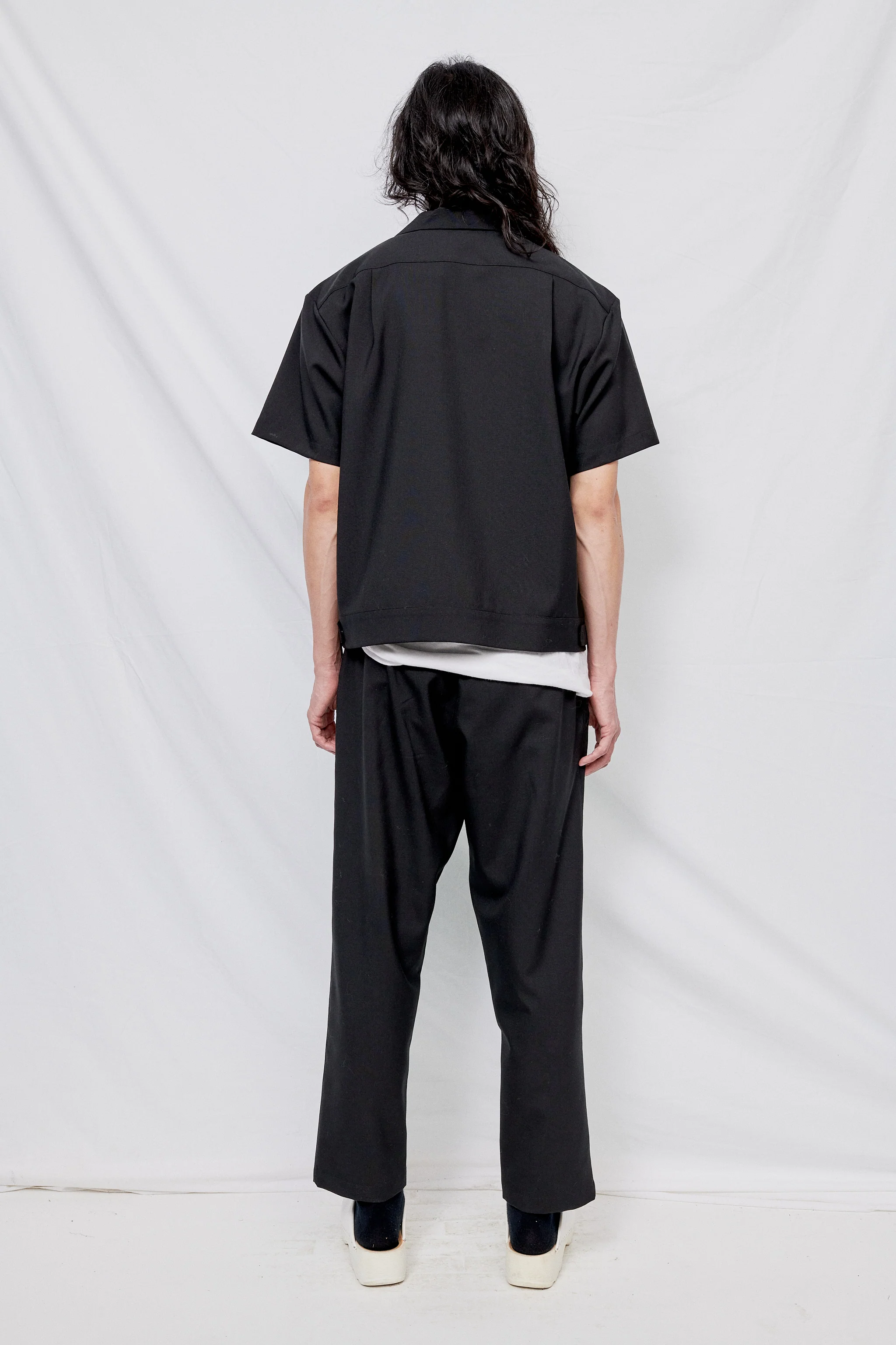 Black Suiting Zip Bowling Shirt - Image 6