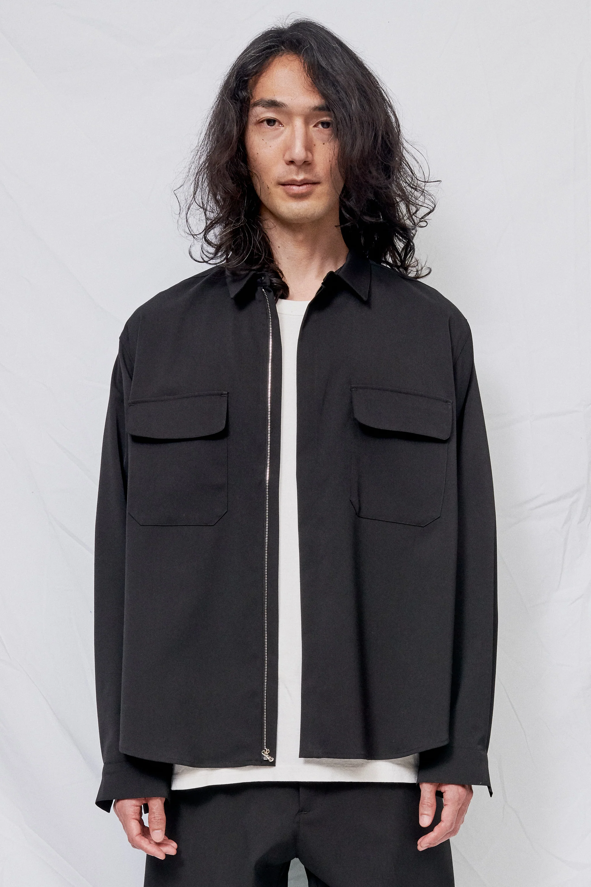 Black Suiting Zip Poet Shirt