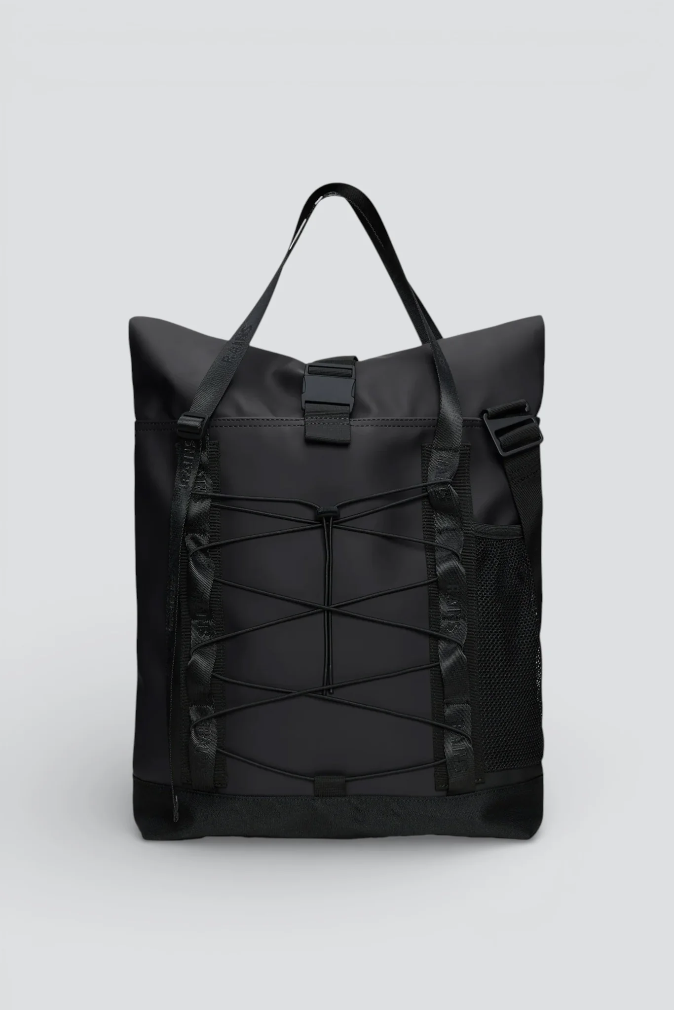 Black Trail Rolltop Tote Bag
