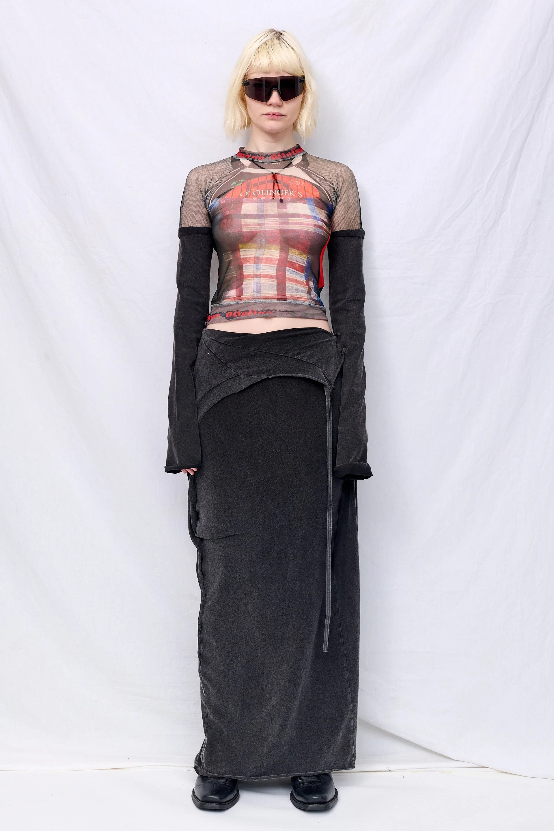 Black Wash Slitted Maxi Skirt