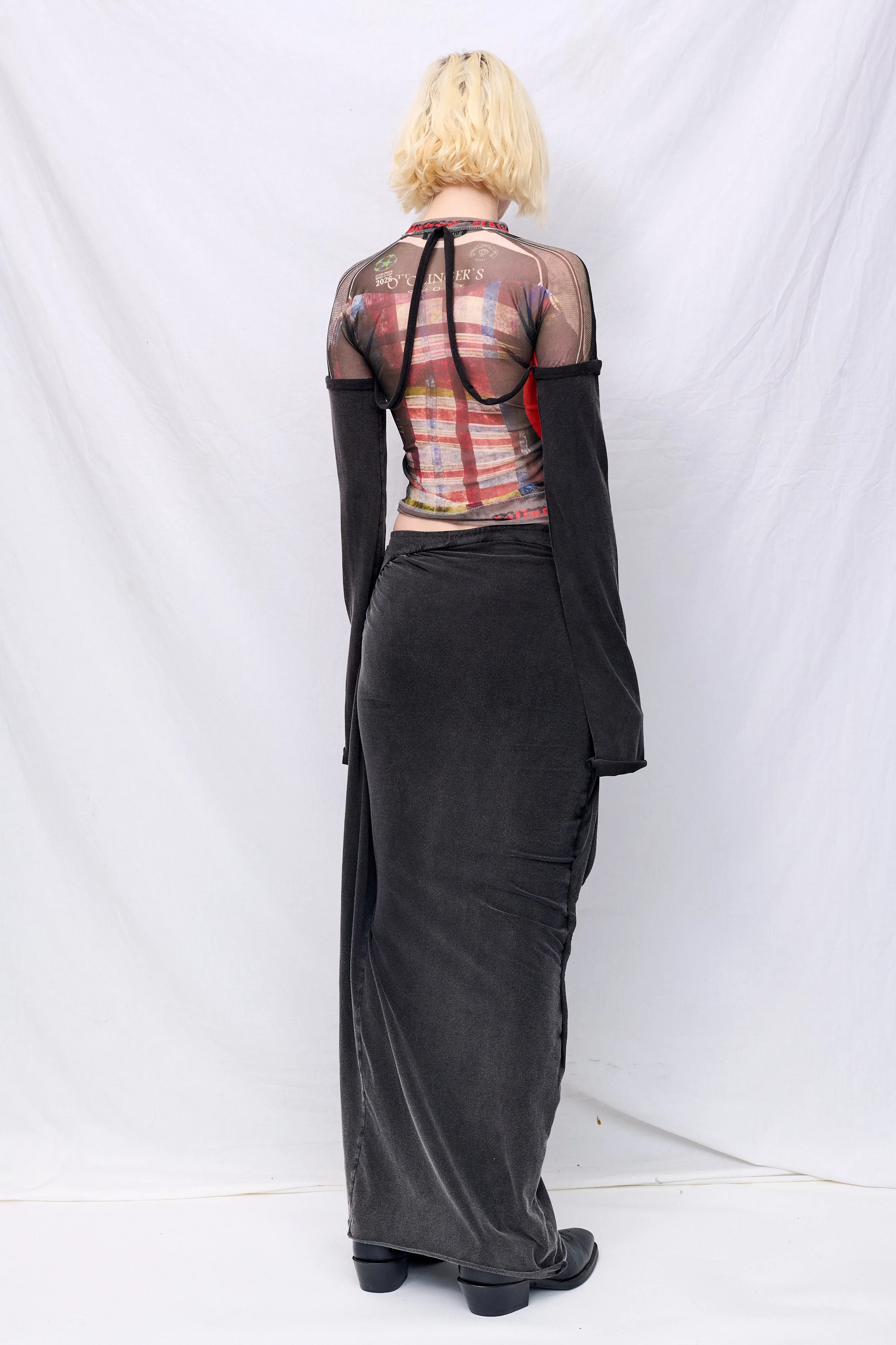 Black Wash Slitted Maxi Skirt - Image 5
