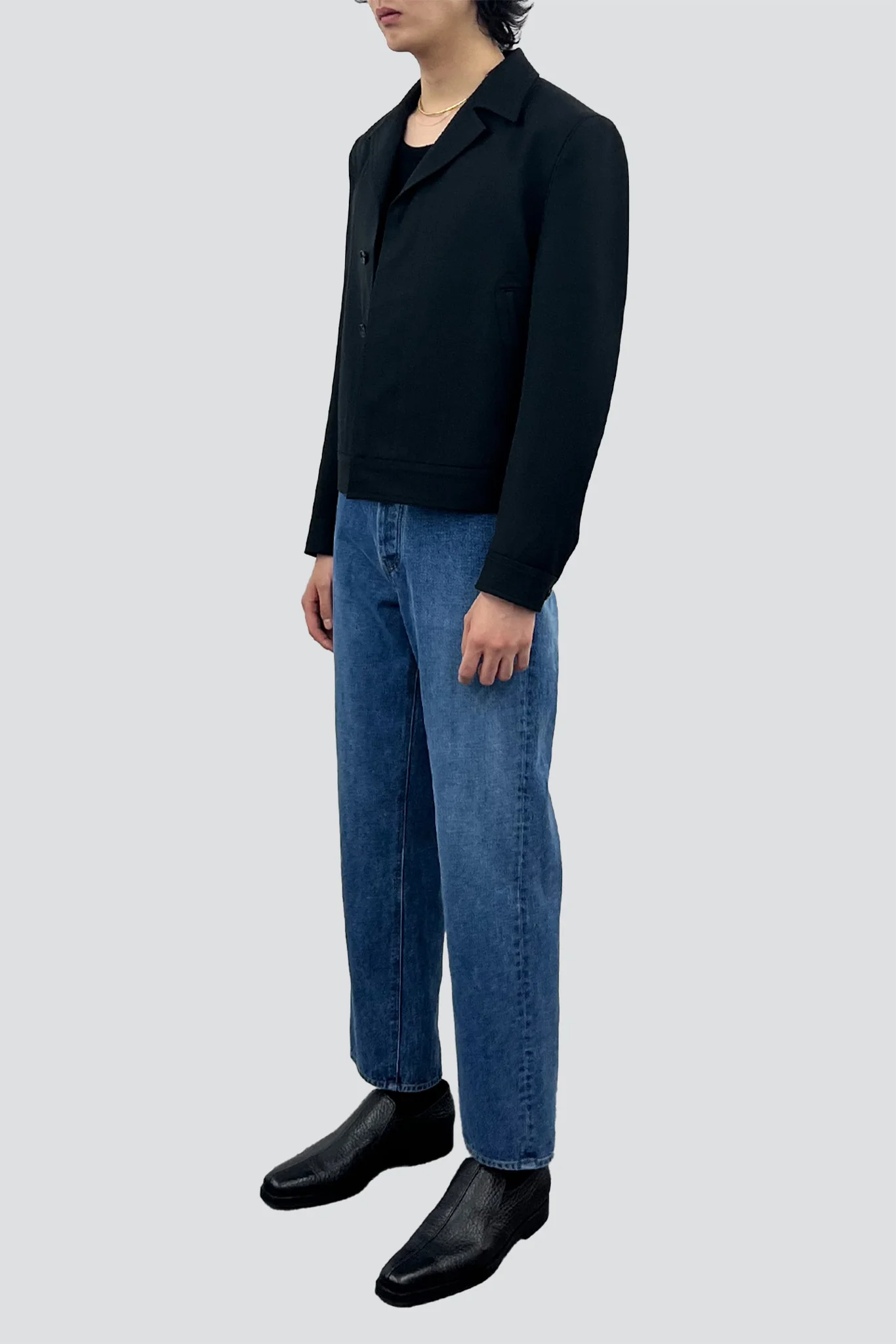 Black Wool Cropped Tailored Blouson - Image 4