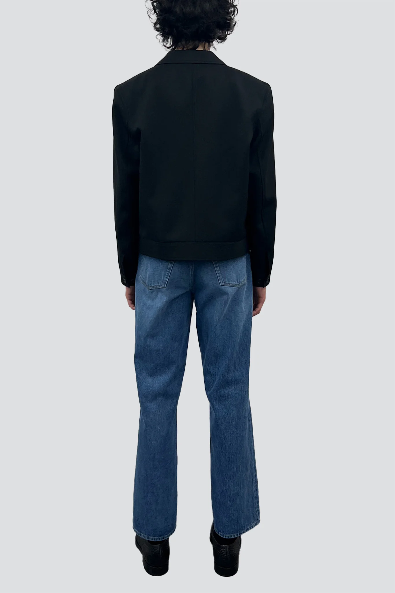 Black Wool Cropped Tailored Blouson - Image 5