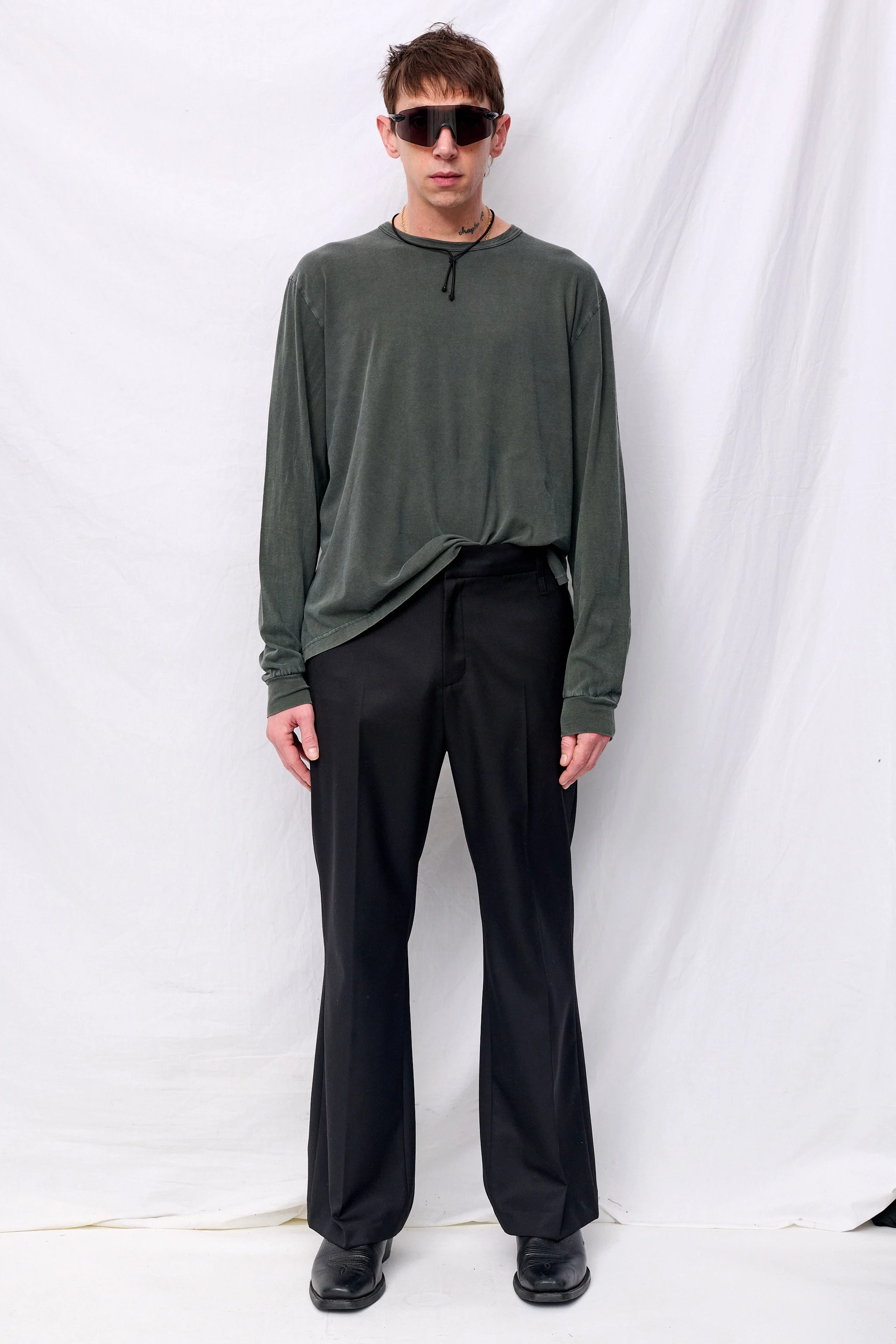 Black Wool Flared Pants - Image 2