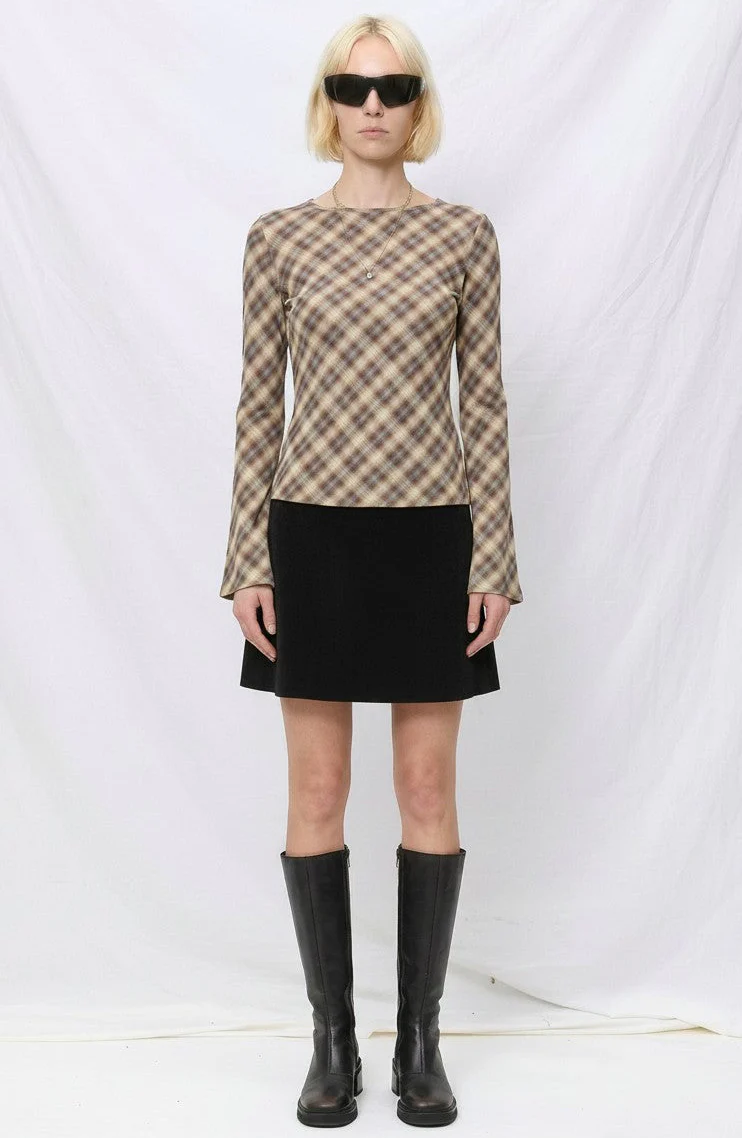 Blur Check Enmesh Top