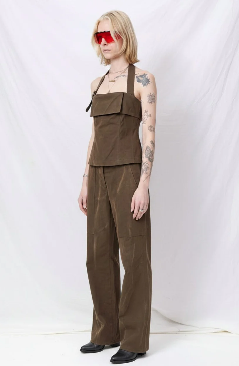 Brown Denim Strap Halter Top - Image 4