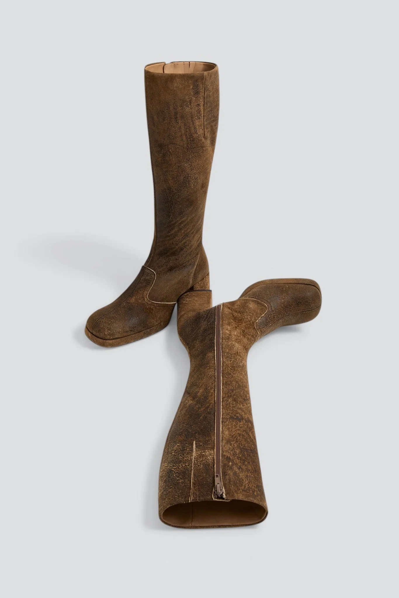 Brown Donna Broken Down Tall Boots - Image 3