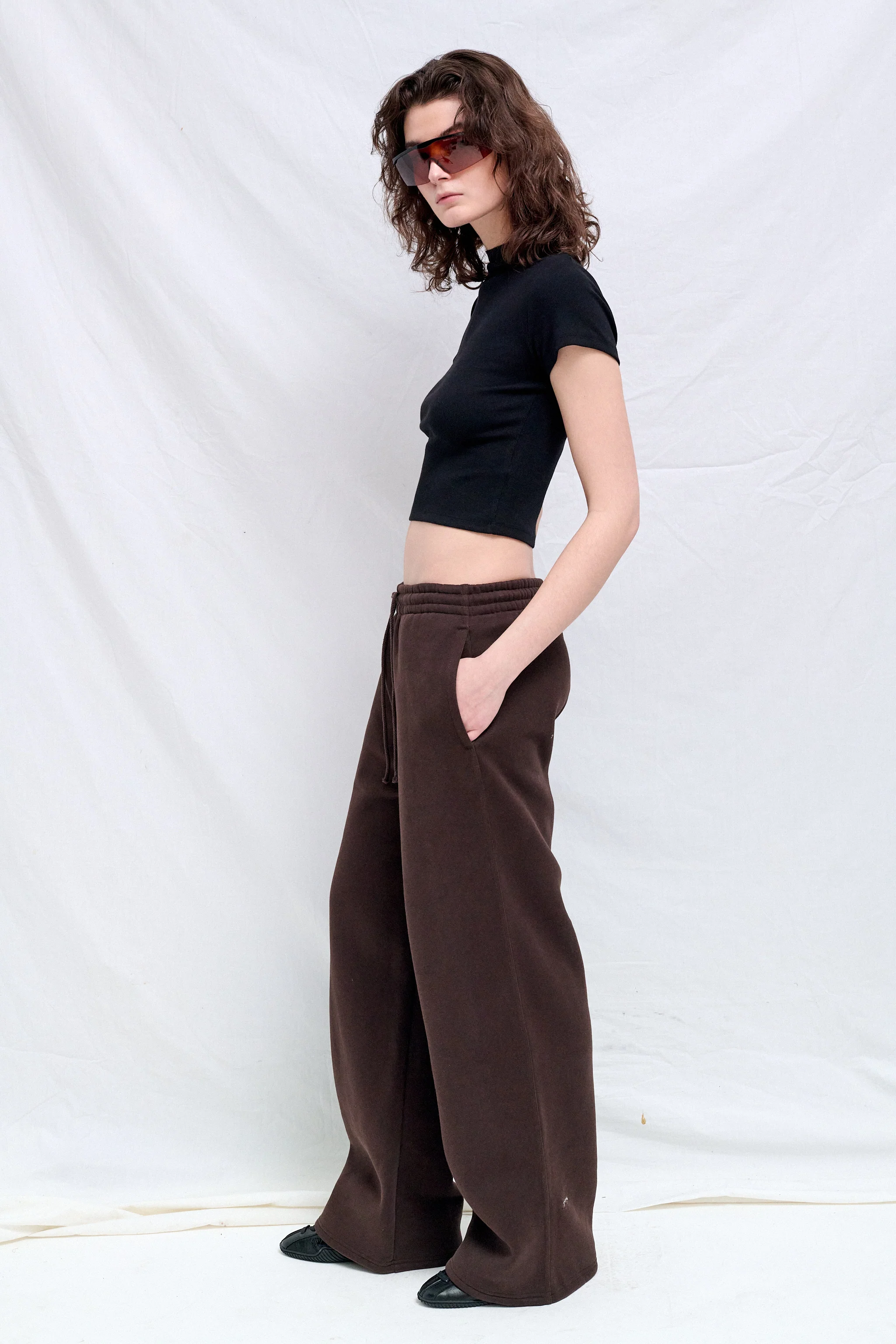 Brown Fleece Straight Leg Sweatpant - Image 5