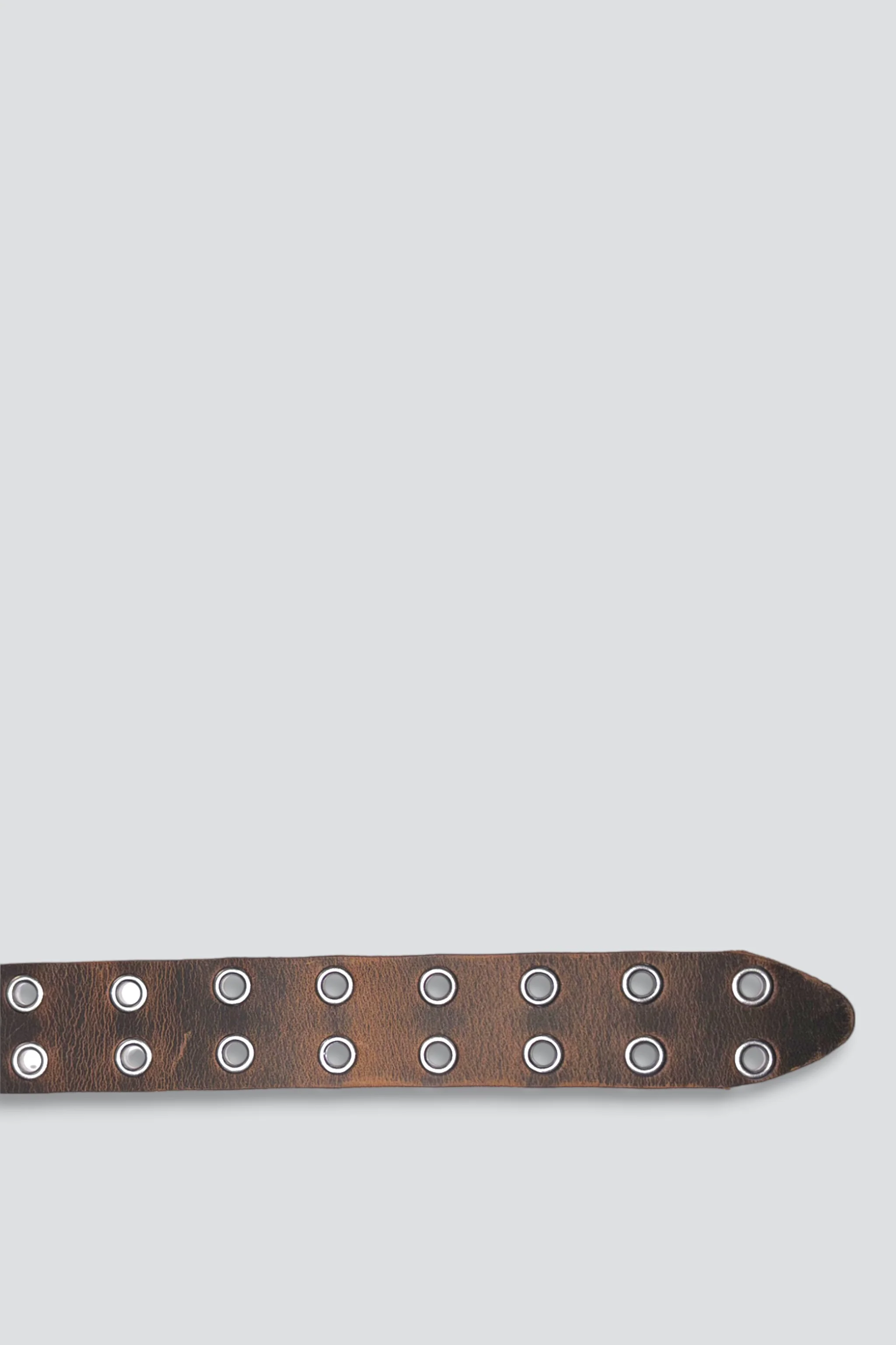 Brown Leather Double Eyelet Belt - Image 3
