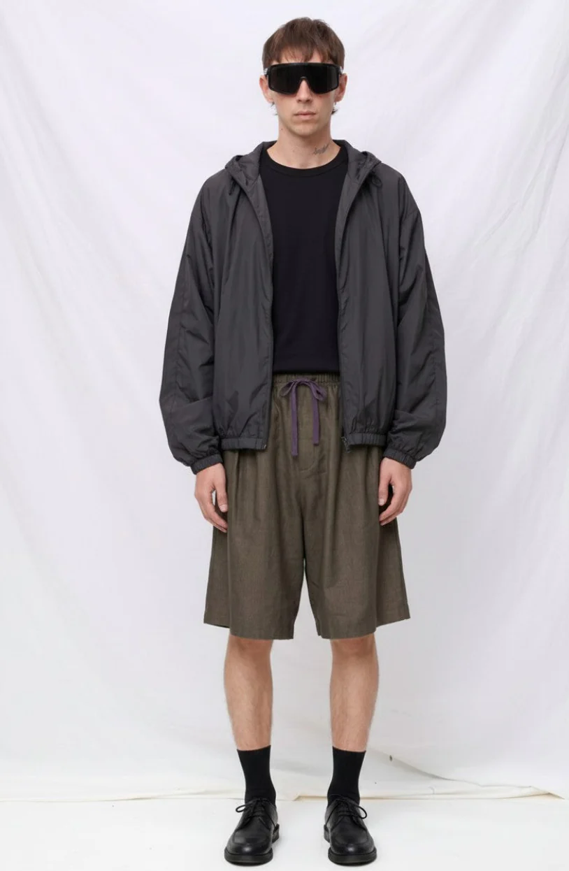 Brown Linen Drawstring Shorts - Image 2