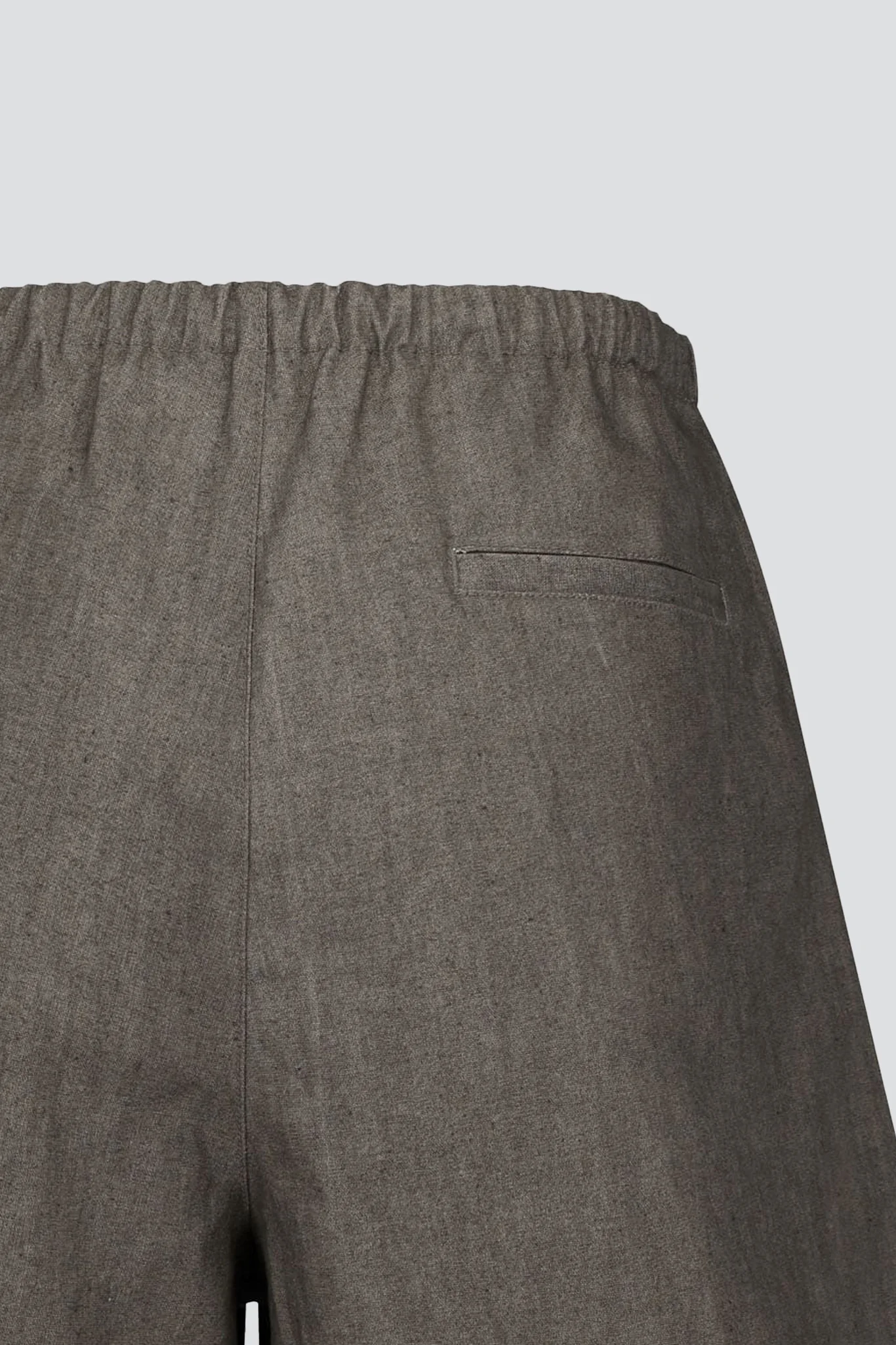 Brown Linen Drawstring Shorts - Image 3