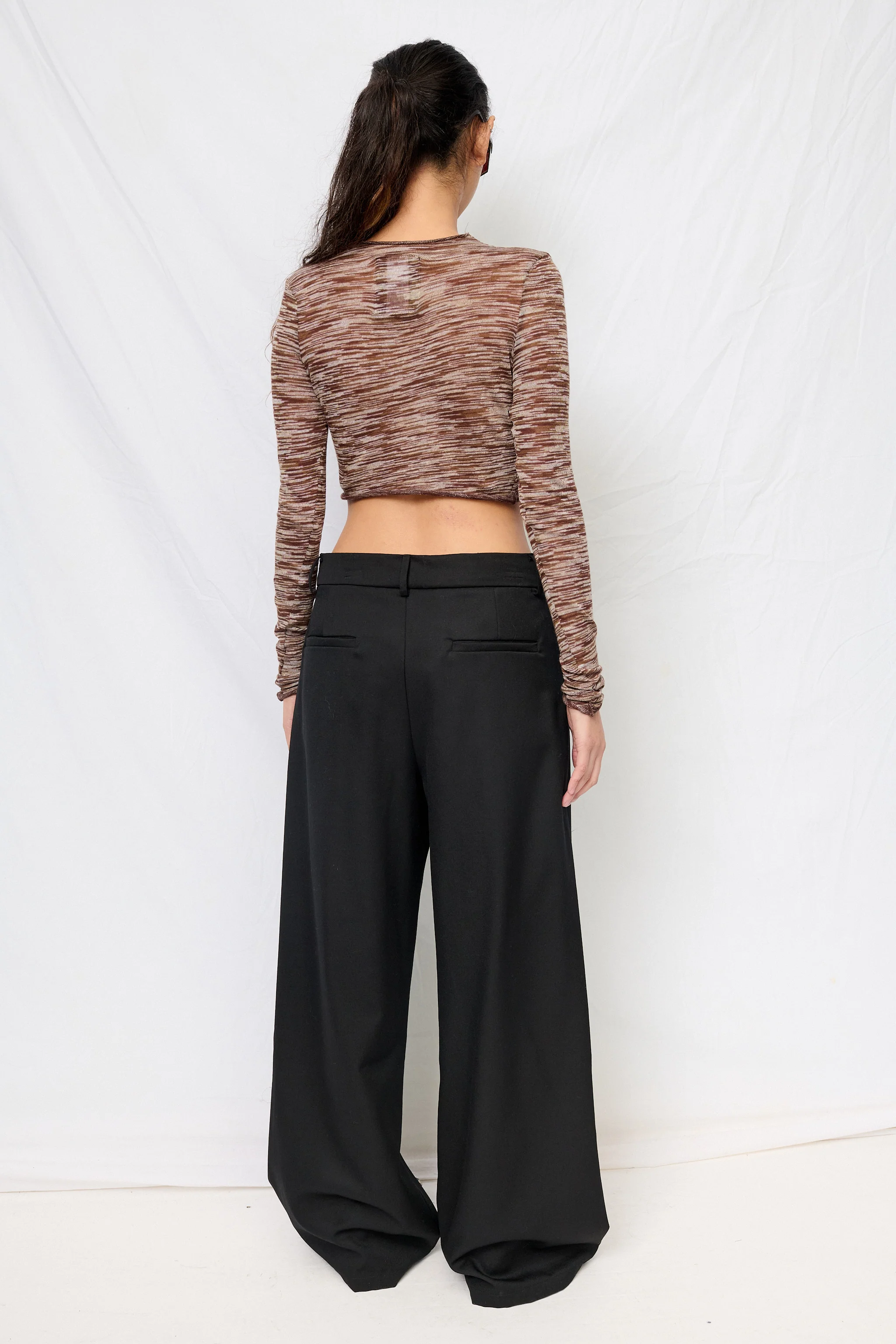 Brown Variegated Knit Crop Long Sleeve Mockneck - Image 4