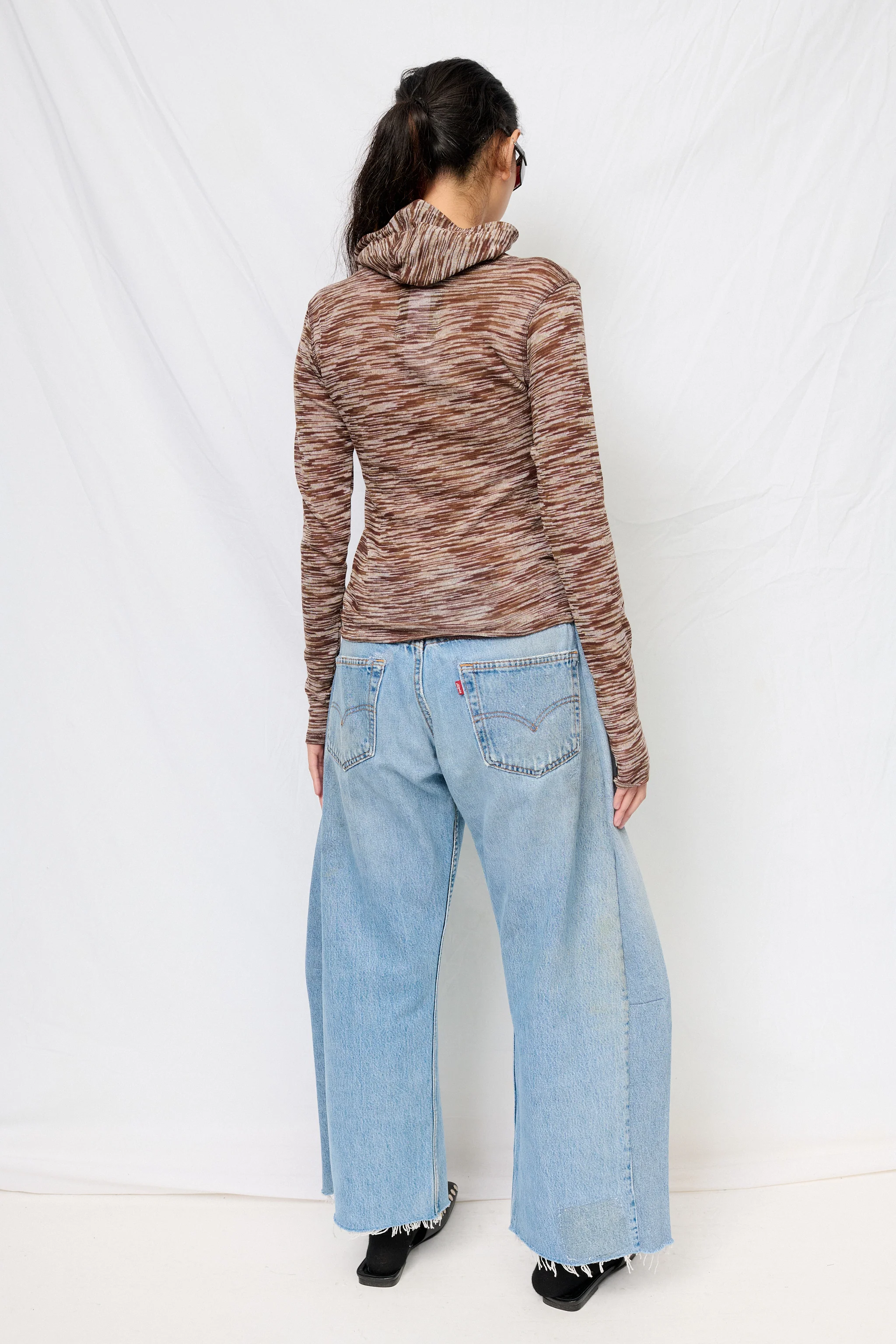 Brown Variegated Knit Hooded Top - Image 5